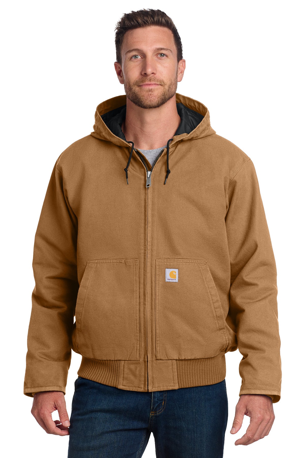 Custom Carhartt Brown Tall Washed Duck Active Jac CTT104050, personalized by SanCanDo Swag in Argyle, TX