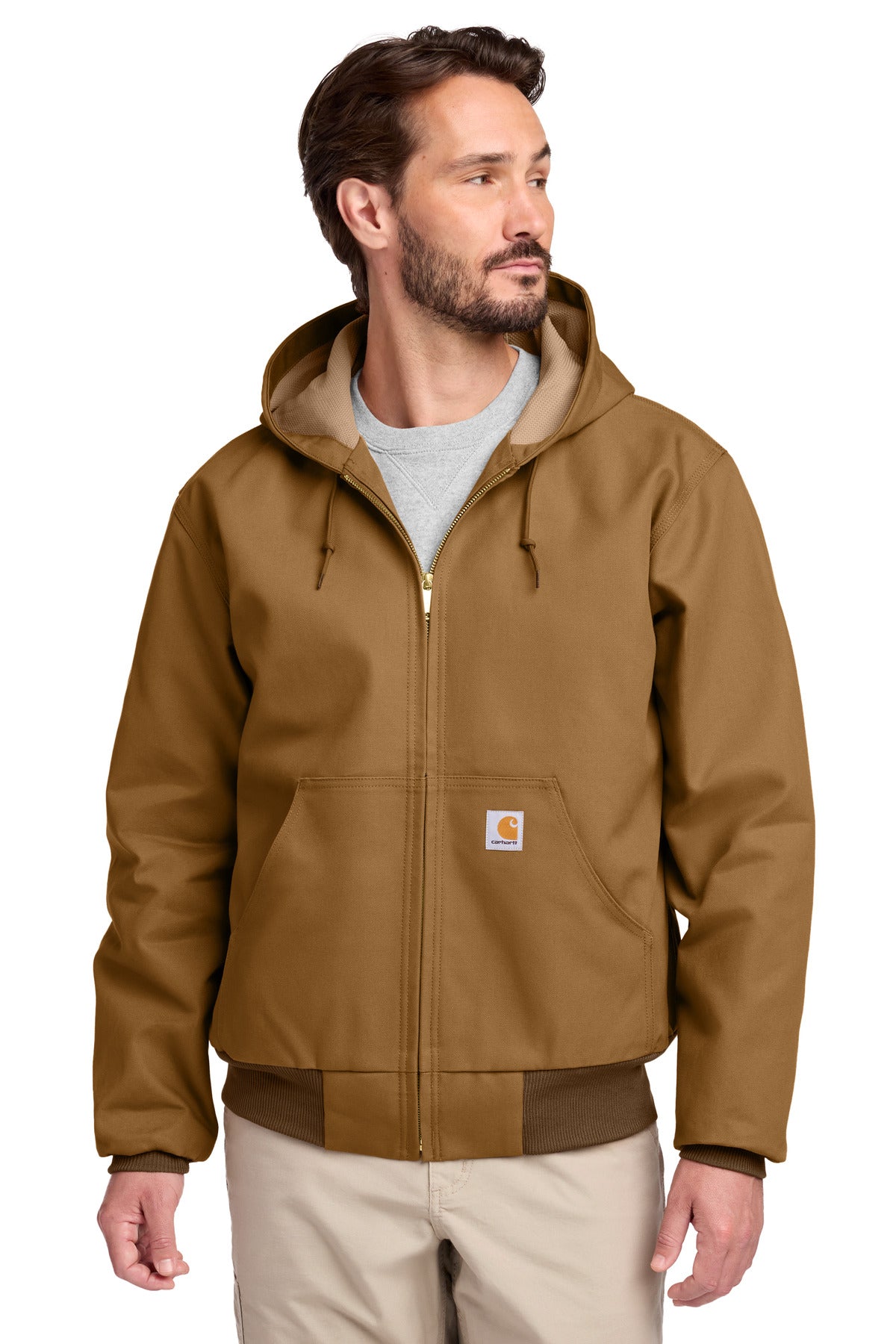 Custom Carhartt Brown Tall Thermal-Lined Duck Active Jac CTT106678, personalized by SanCanDo Swag in Argyle, TX
