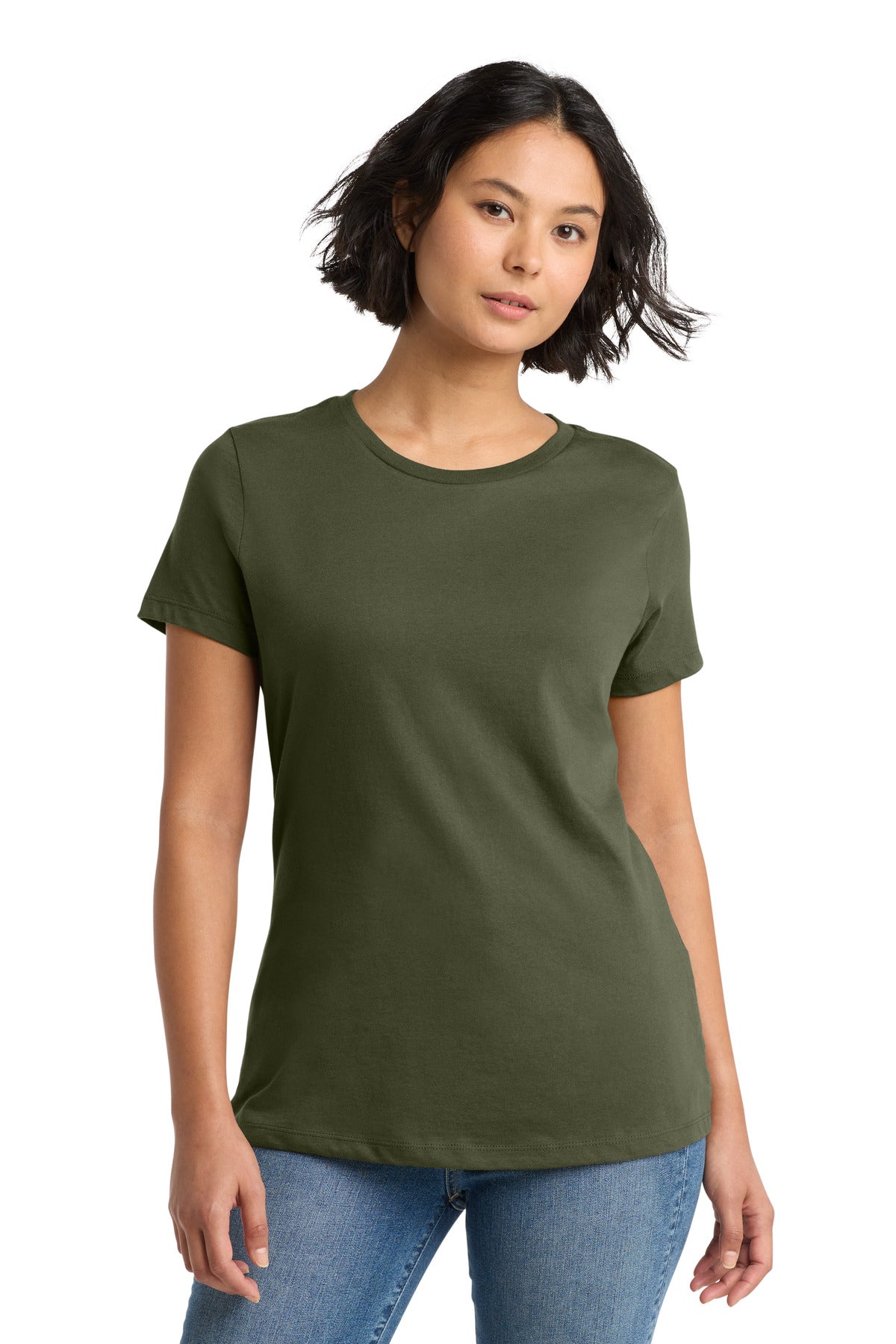 Custom Military Green Women's Perfect WeightTee DM104L, personalized by SanCanDo Swag in Argyle, TX