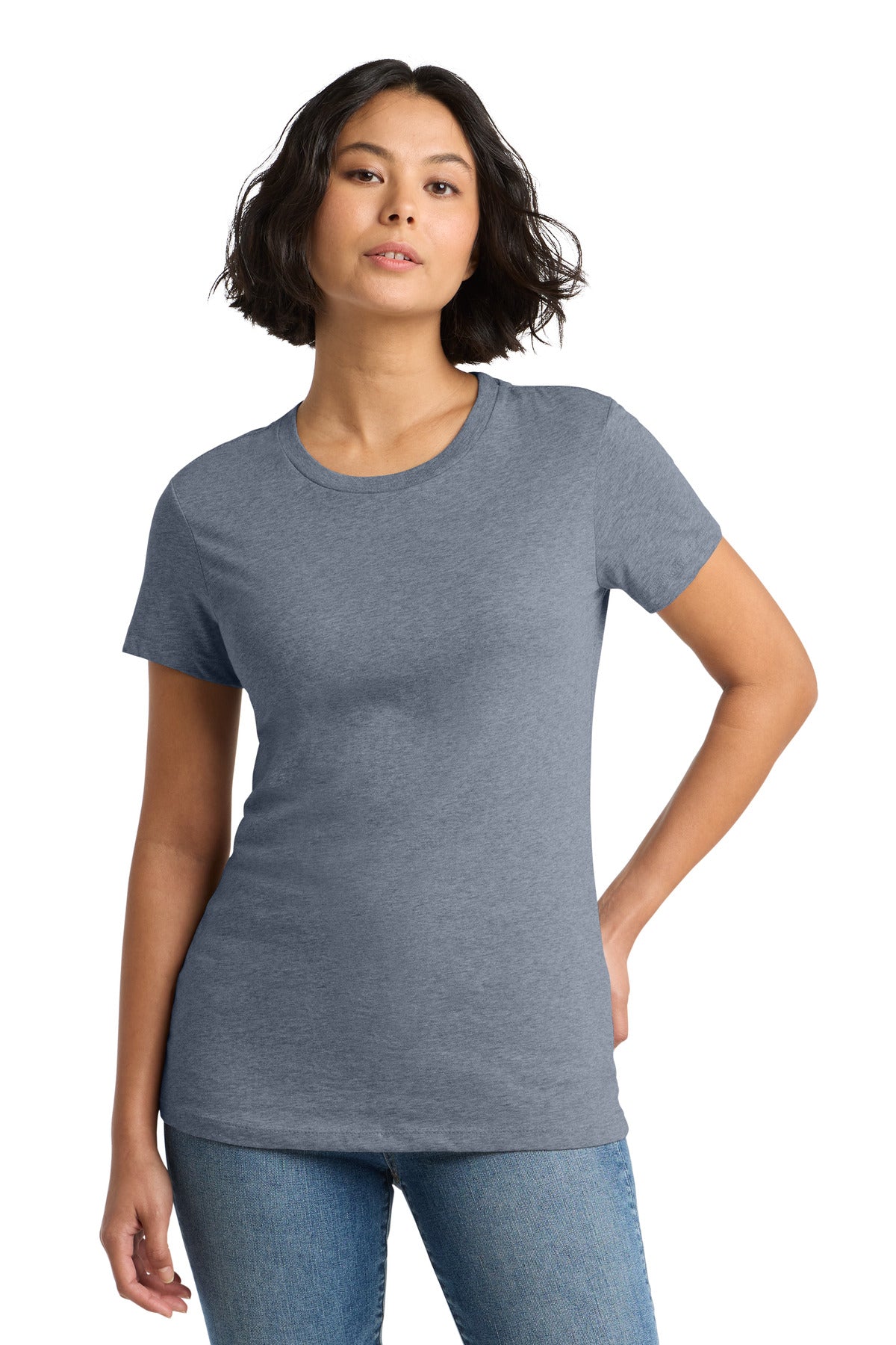 Custom Heathered Navy Women's Perfect WeightTee DM104L, personalized by SanCanDo Swag in Argyle, TX