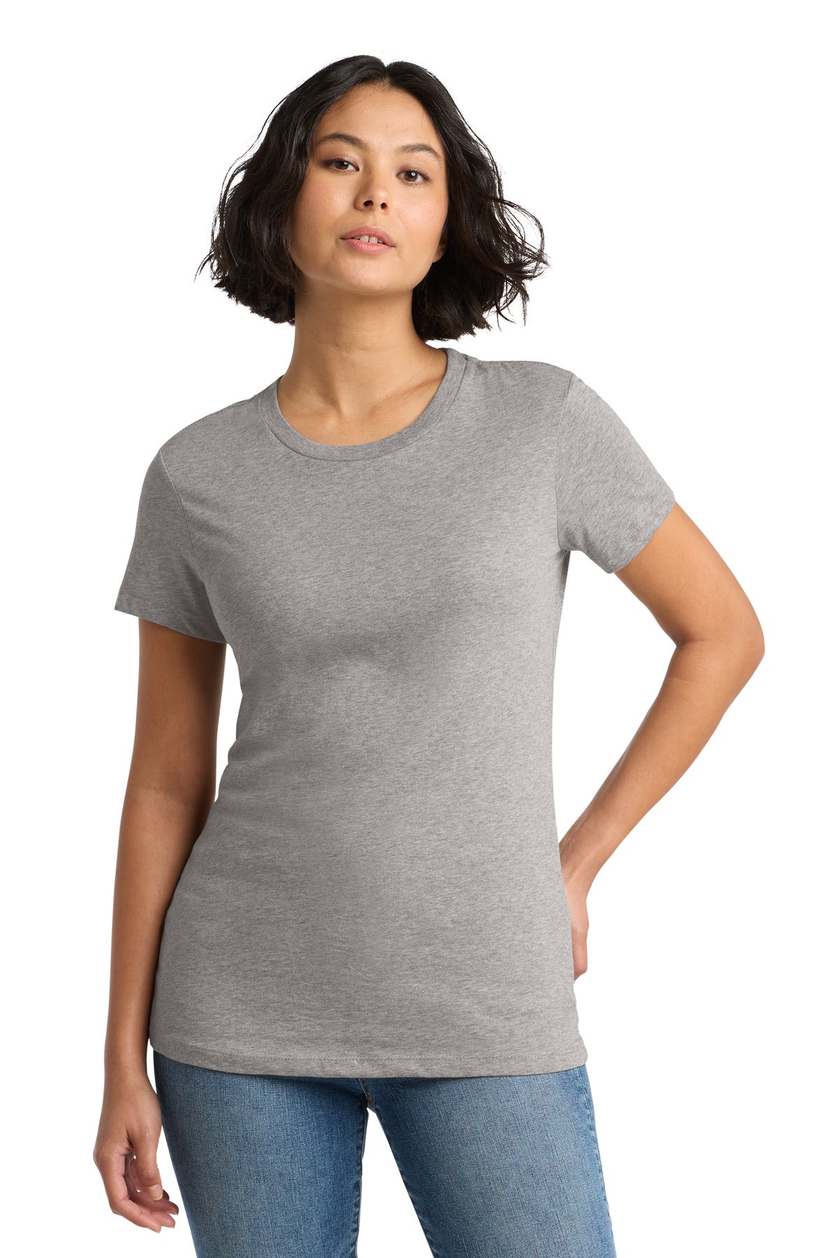 Custom Heathered Steel Women's Perfect WeightTee DM104L, personalized by SanCanDo Swag in Argyle, TX