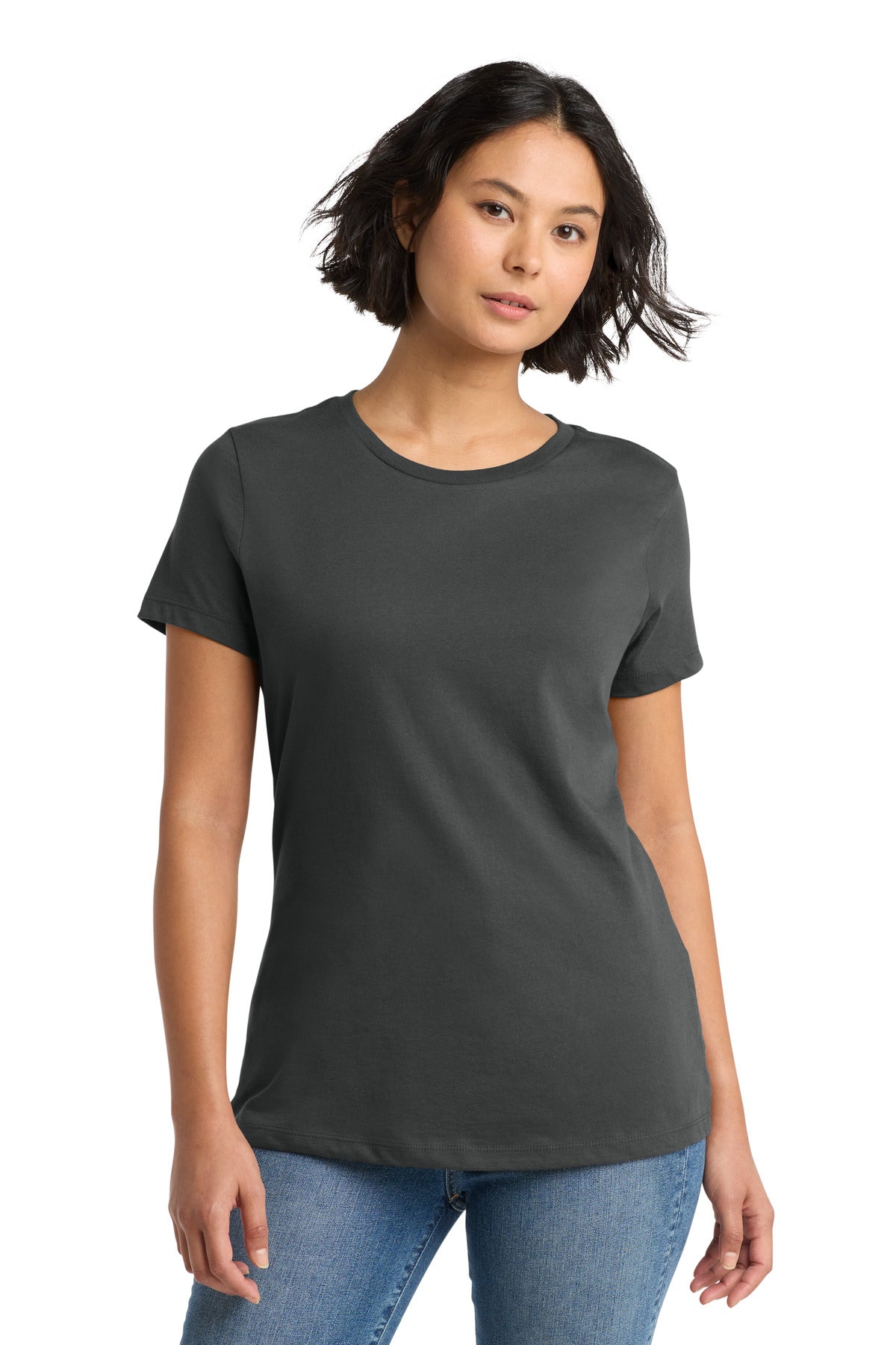 Custom Charcoal Women's Perfect WeightTee DM104L, personalized by SanCanDo Swag in Argyle, TX