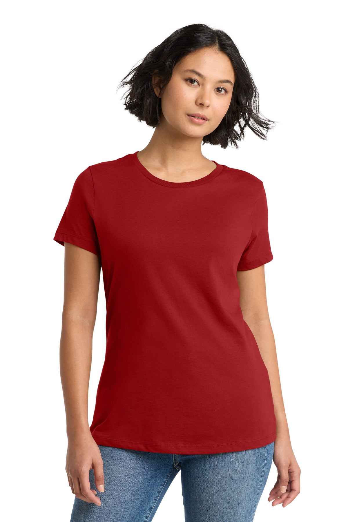 Custom Classic Red Women's Perfect WeightTee DM104L, personalized by SanCanDo Swag in Argyle, TX