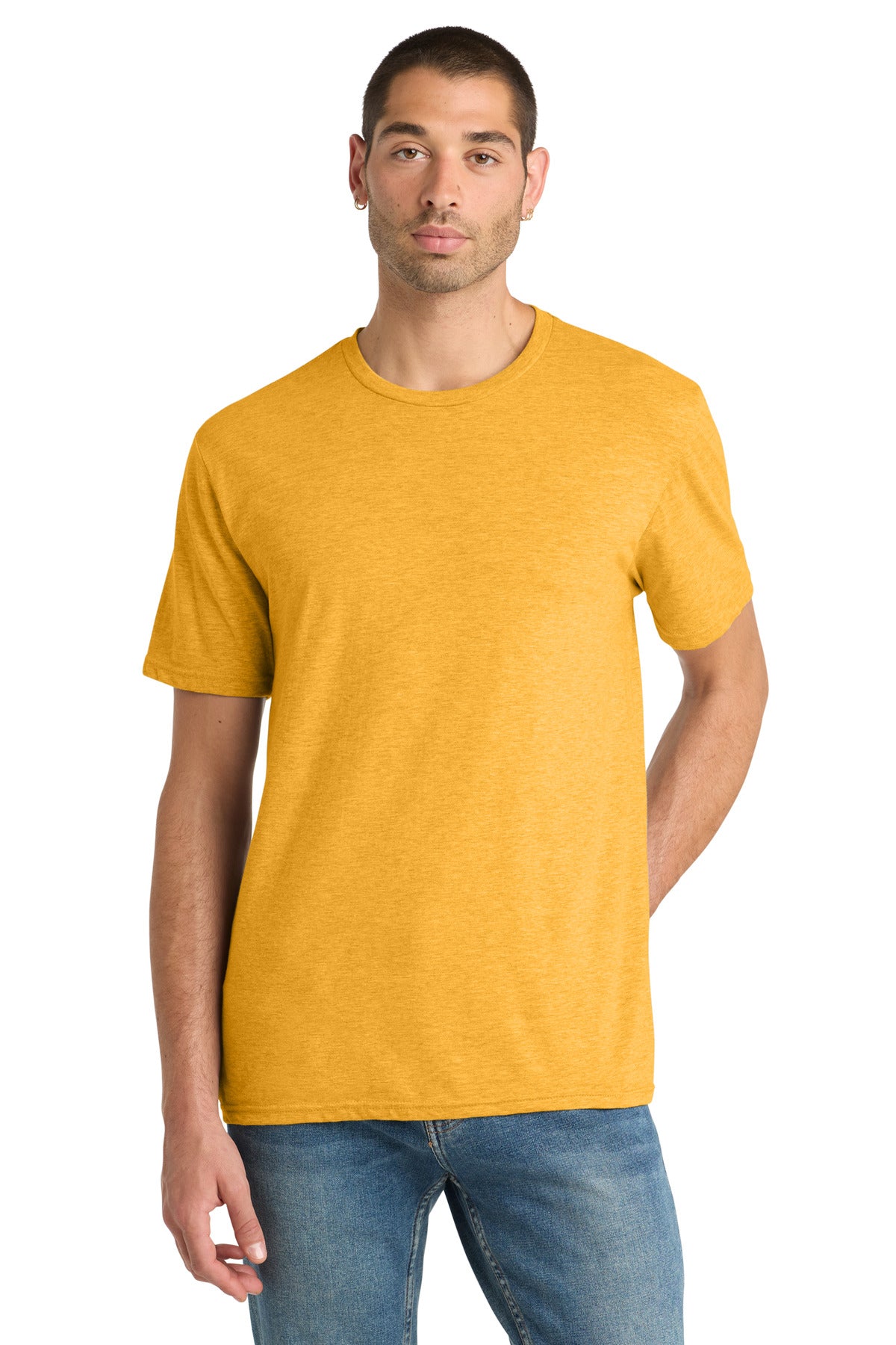 Custom Gold Heather Perfect Blend CVC Tee DM108, personalized by SanCanDo Swag in Argyle, TX