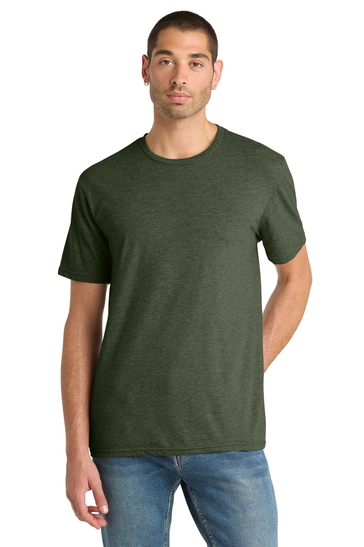 Custom Heathered Forest Green Perfect Blend CVC Tee DM108, personalized by SanCanDo Swag in Argyle, TX