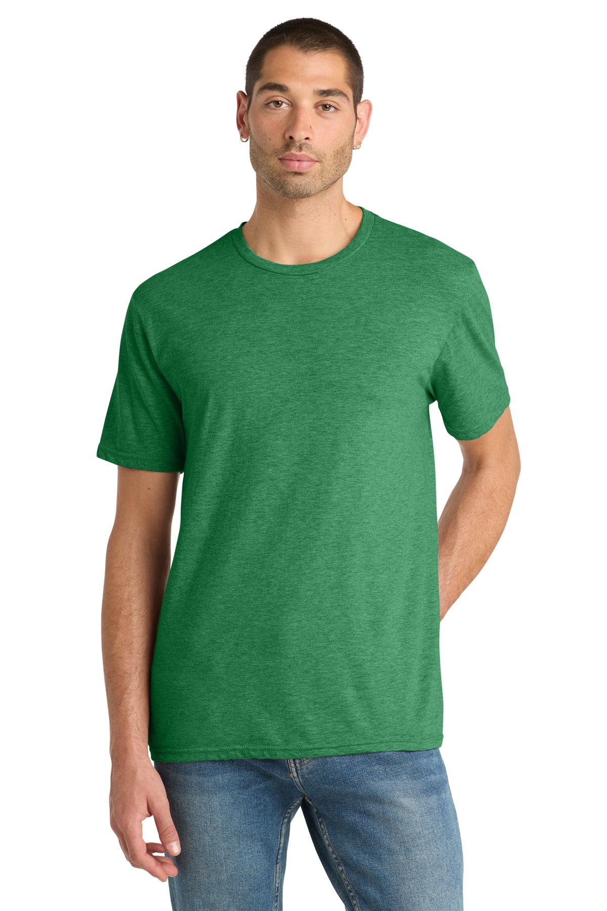 Custom Heathered Kelly Green Perfect Blend CVC Tee DM108, personalized by SanCanDo Swag in Argyle, TX
