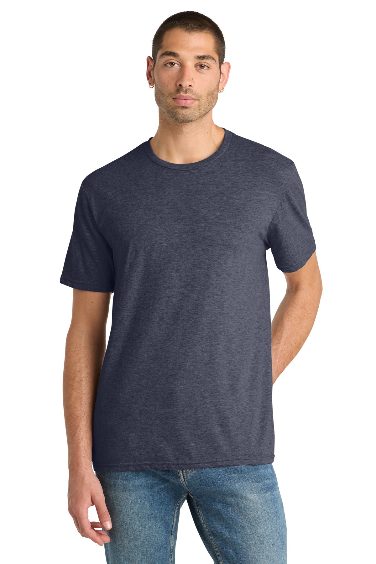 Custom Heathered Navy Perfect Blend CVC Tee DM108, personalized by SanCanDo Swag in Argyle, TX