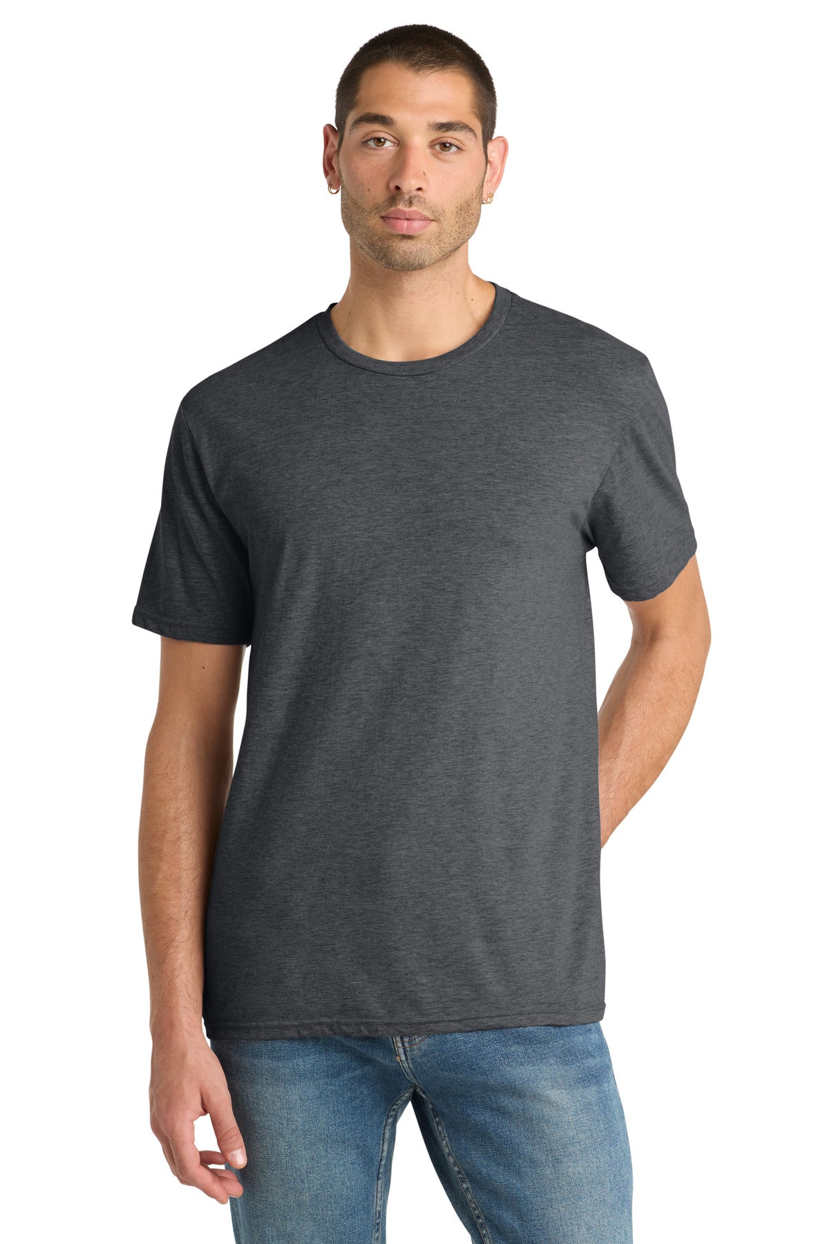 Custom Heathered Charcoal Perfect Blend CVC Tee DM108, personalized by SanCanDo Swag in Argyle, TX