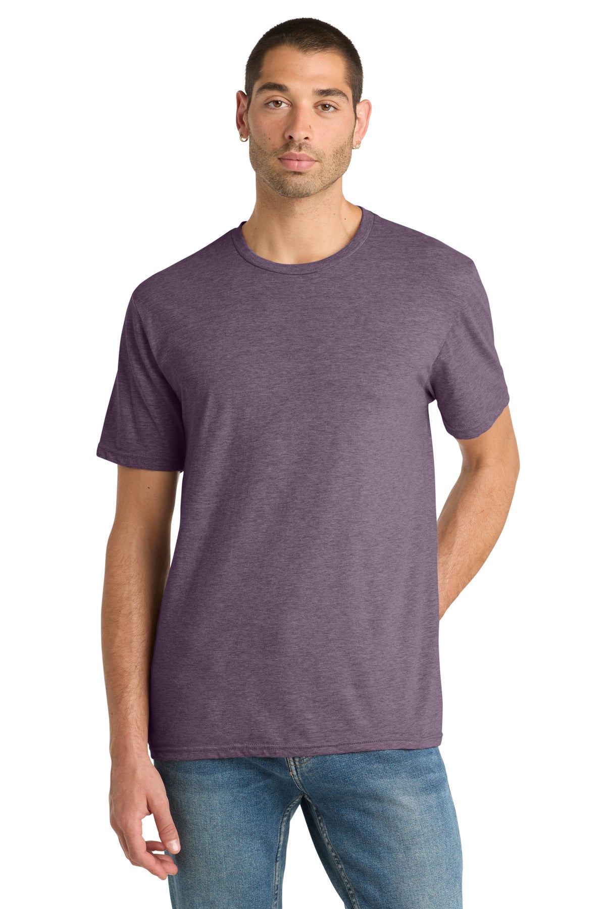 Custom Heathered Eggplant Perfect Blend CVC Tee DM108, personalized by SanCanDo Swag in Argyle, TX