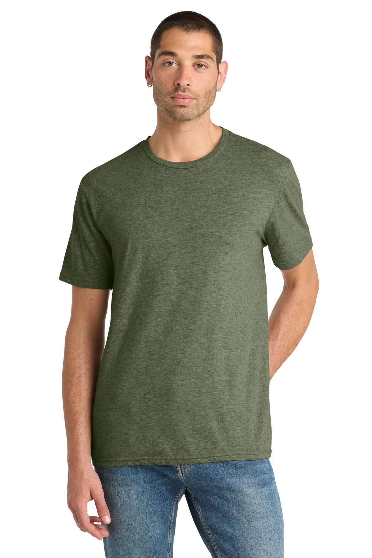 Custom Heathered Olive Perfect Blend CVC Tee DM108, personalized by SanCanDo Swag in Argyle, TX