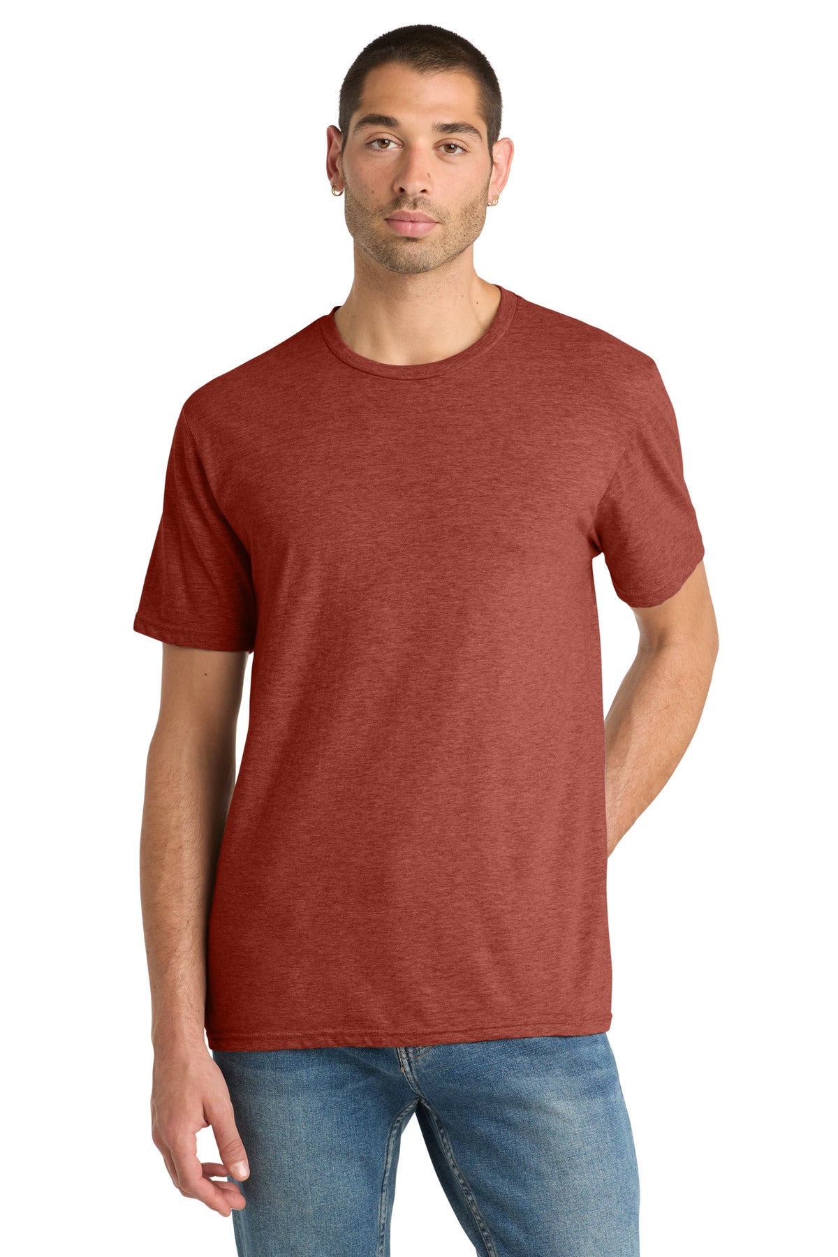 Custom Heathered Russet Perfect Blend CVC Tee DM108, personalized by SanCanDo Swag in Argyle, TX