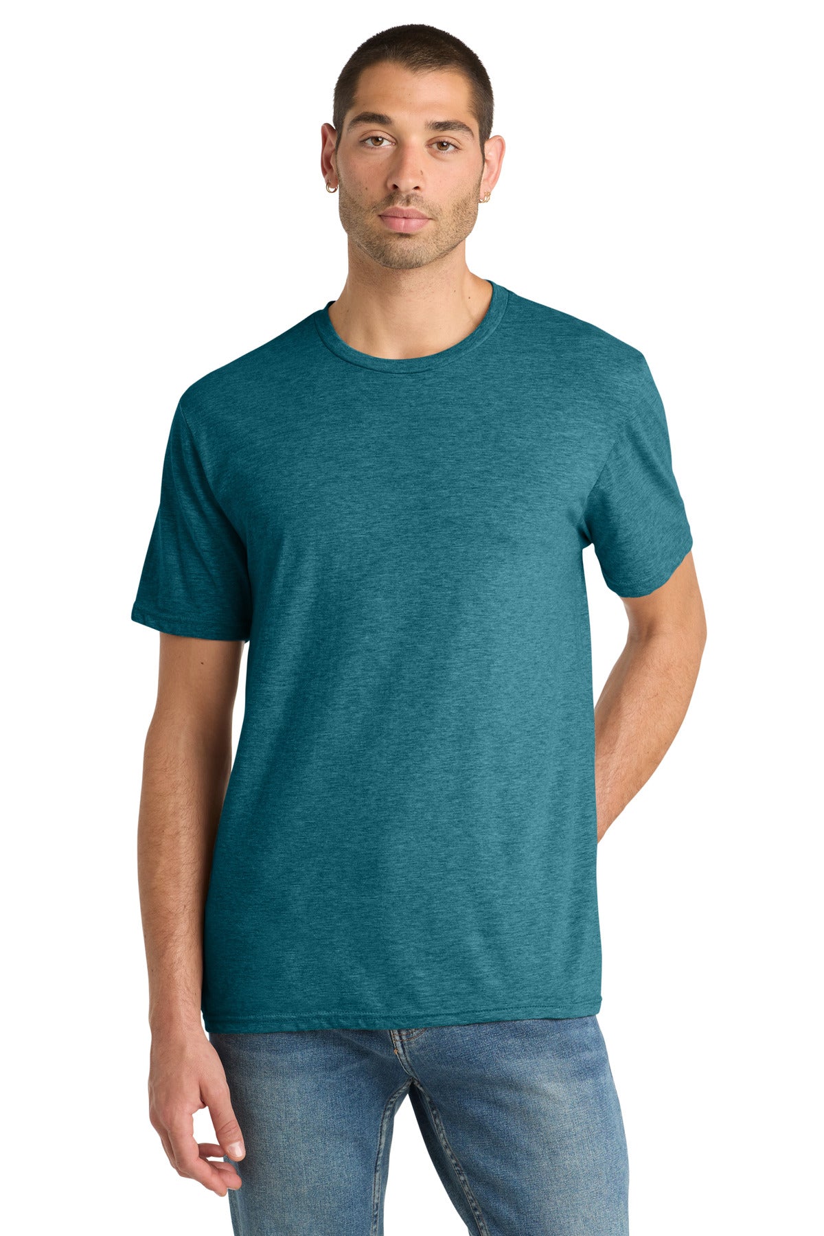 Custom Heathered Teal Perfect Blend CVC Tee DM108, personalized by SanCanDo Swag in Argyle, TX