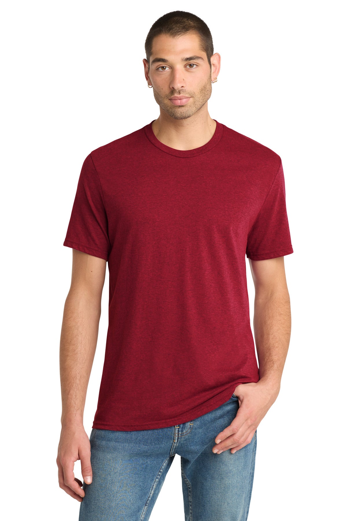 Custom Red Fleck Perfect Blend CVC Tee DM108, personalized by SanCanDo Swag in Argyle, TX