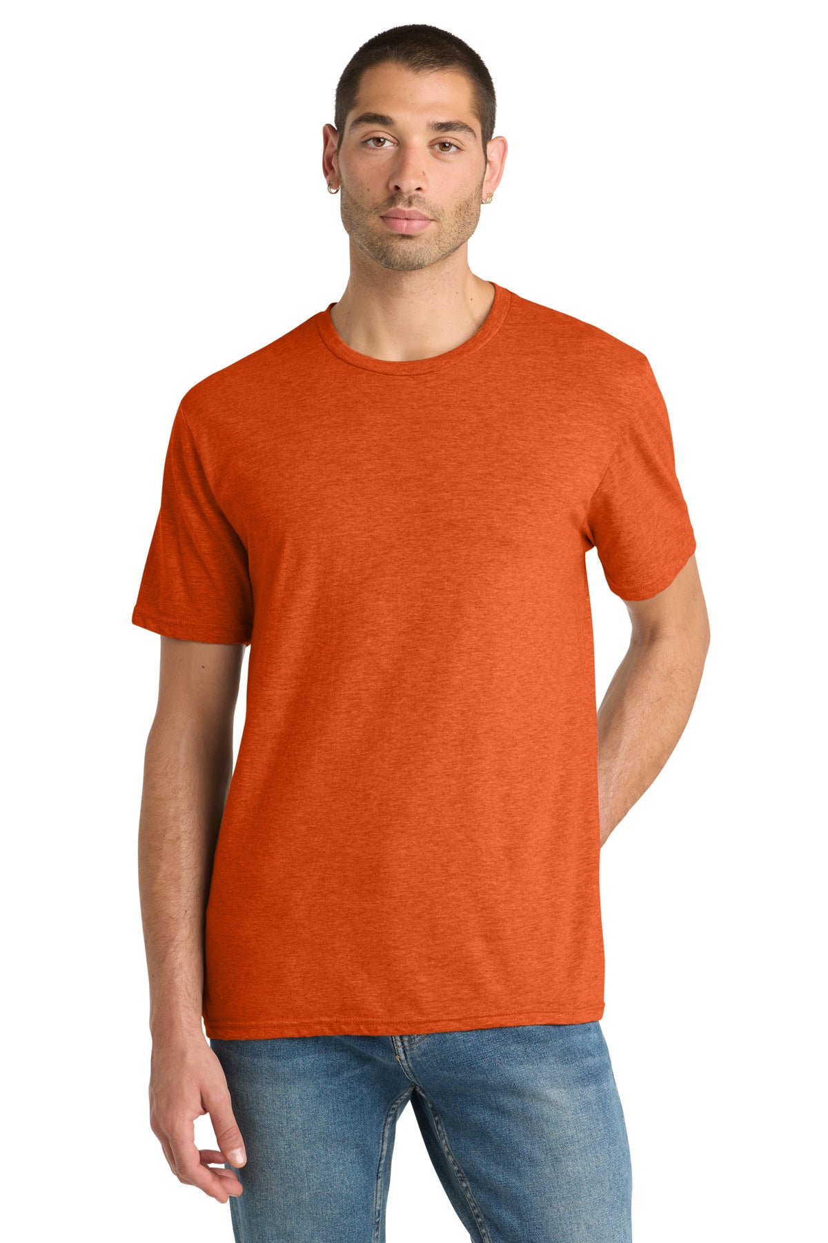 Custom Deep Orange Heather Perfect Blend CVC Tee DM108, personalized by SanCanDo Swag in Argyle, TX