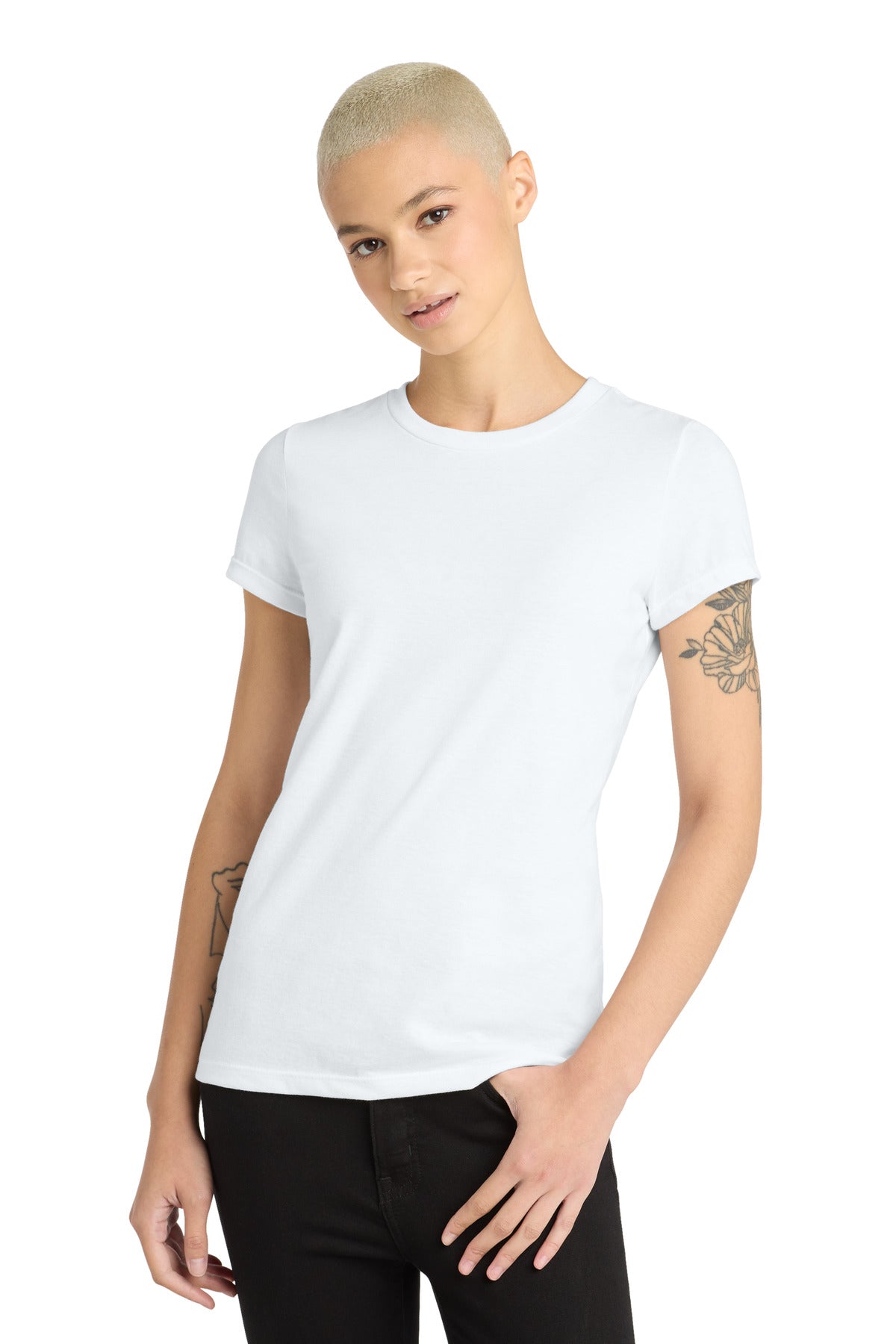 Custom White Women's Perfect Blend CVC Tee DM108L, personalized by SanCanDo Swag in Argyle, TX