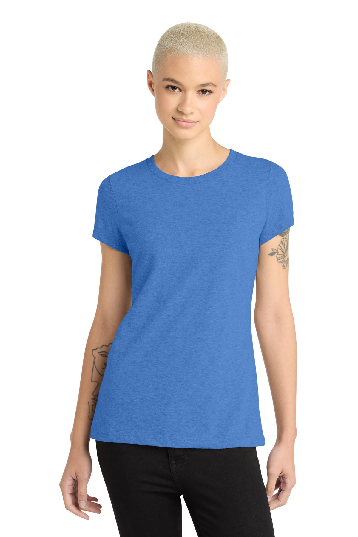 Custom Heathered Royal Women's Perfect Blend CVC Tee DM108L, personalized by SanCanDo Swag in Argyle, TX