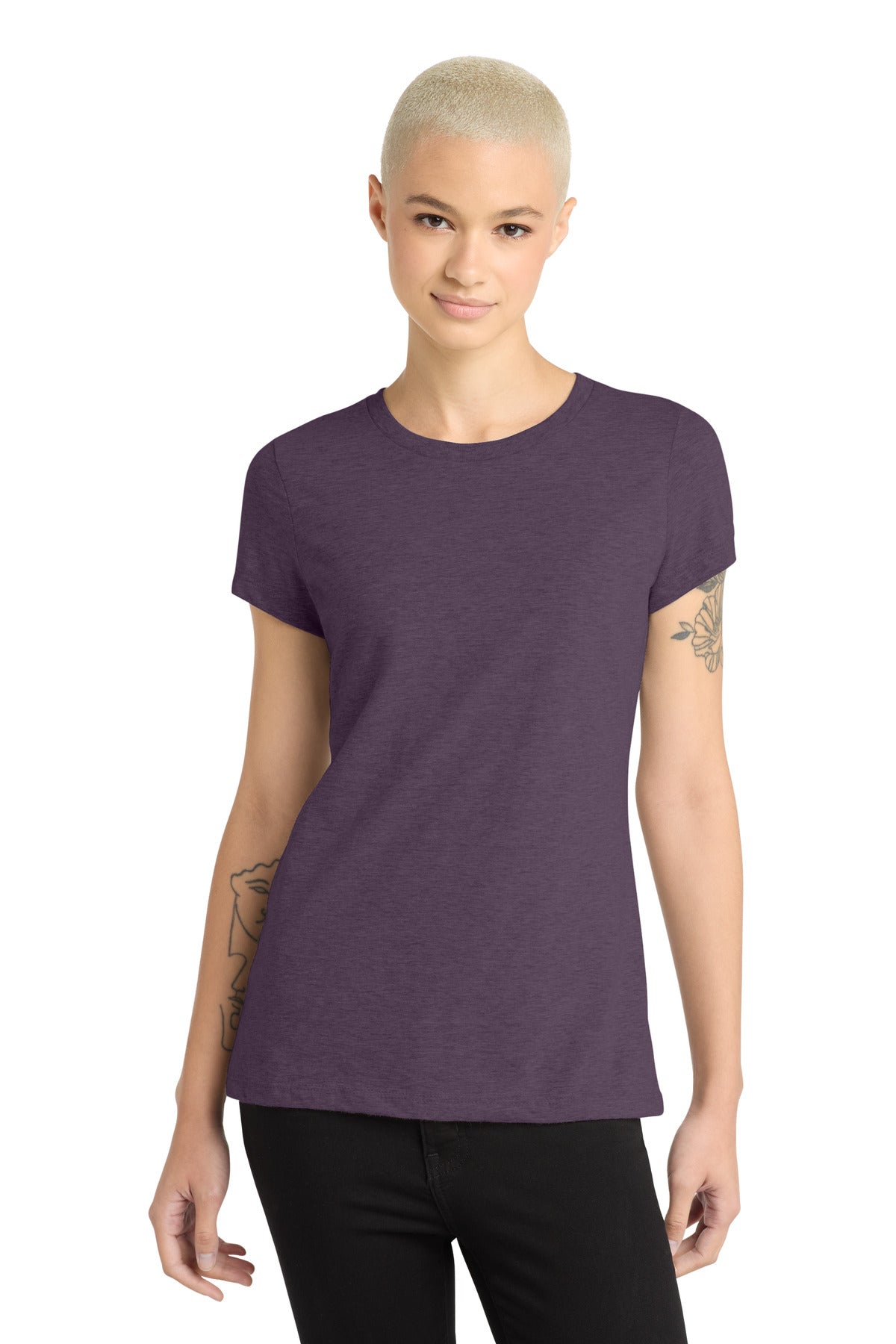 Custom Heathered Eggplant Women's Perfect Blend CVC Tee DM108L, personalized by SanCanDo Swag in Argyle, TX