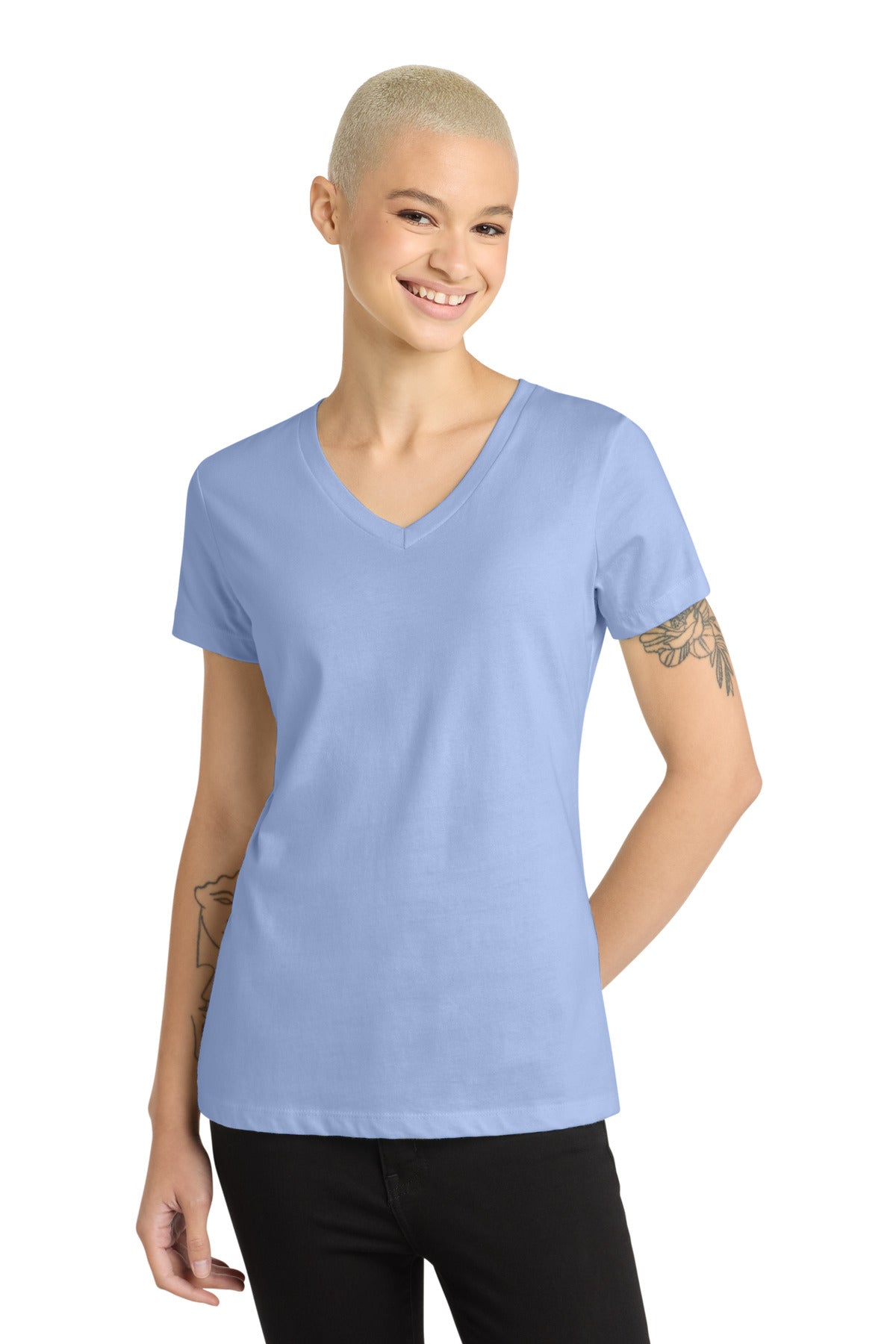 Custom Soft Lilac Women's Perfect Weight V-Neck Tee DM1170L, personalized by SanCanDo Swag in Argyle, TX
