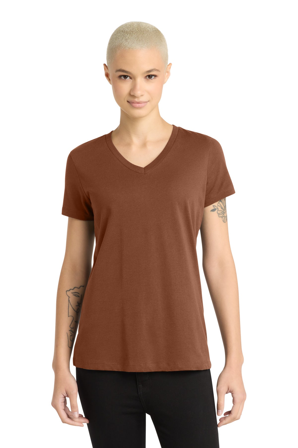 Custom Baked Clay Women's Perfect Weight V-Neck Tee DM1170L, personalized by SanCanDo Swag in Argyle, TX