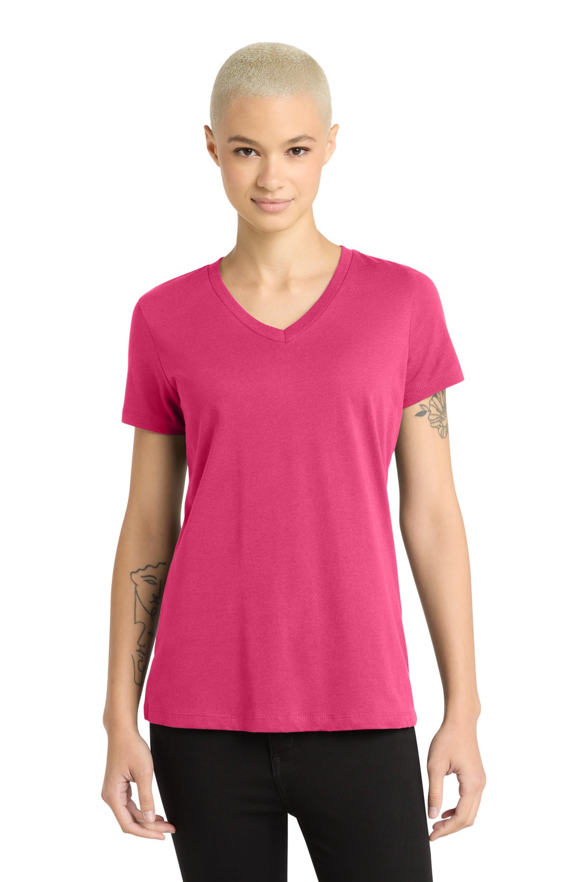 Custom Dark Fuchsia Women's Perfect Weight V-Neck Tee DM1170L, personalized by SanCanDo Swag in Argyle, TX