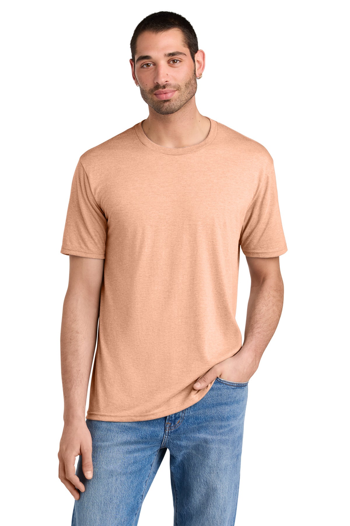 Custom Heathered Dusty Peach Perfect TriTee DM130, personalized by SanCanDo Swag in Argyle, TX