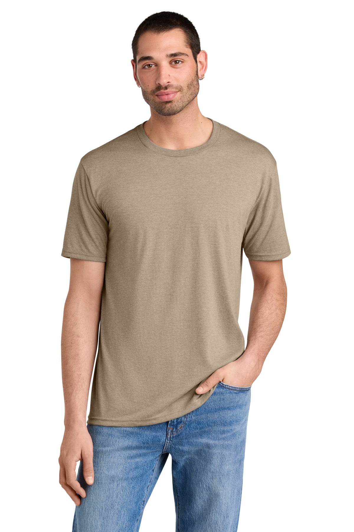 Custom Desert Tan Heather Perfect TriTee DM130, personalized by SanCanDo Swag in Argyle, TX