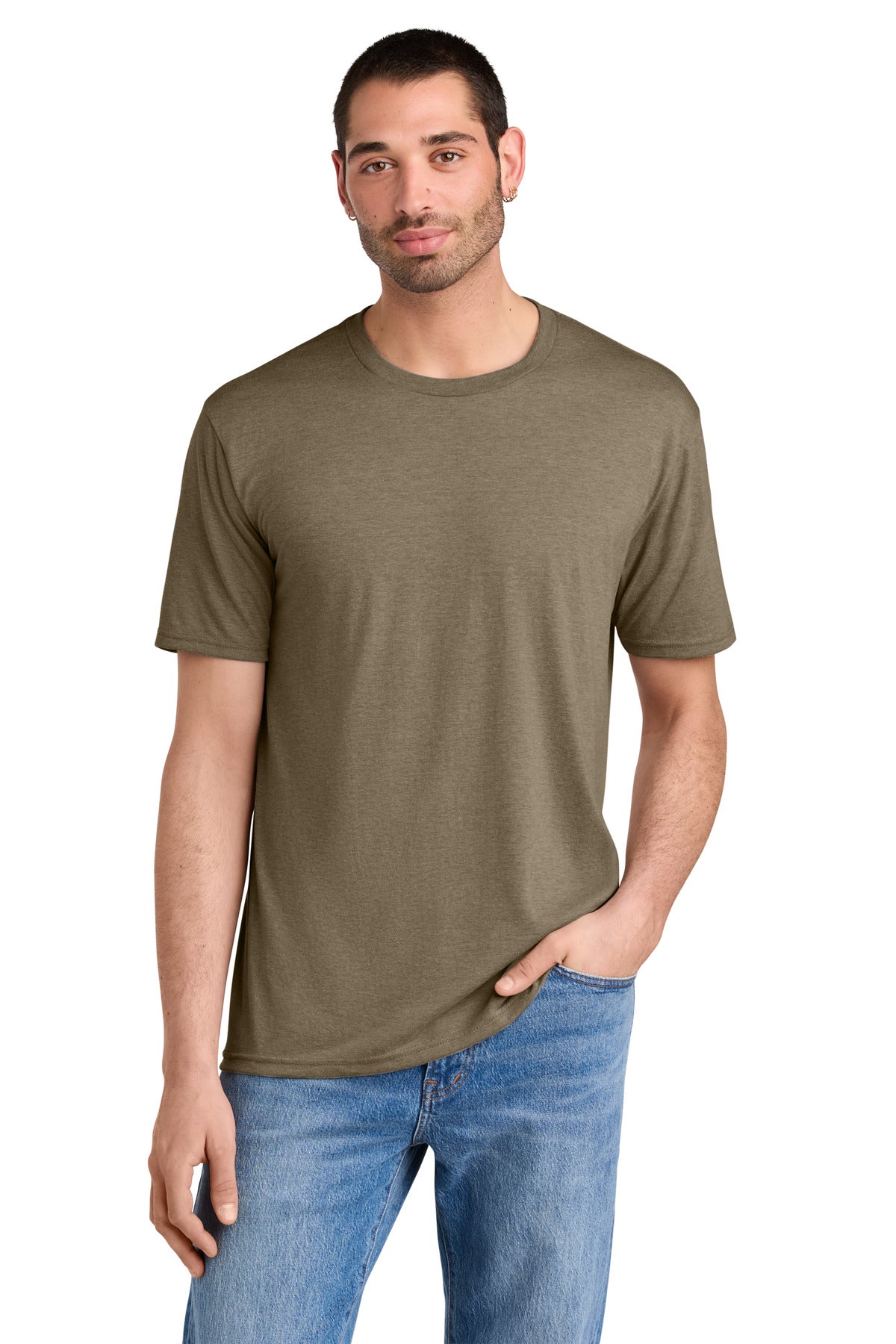 Custom Coyote Brown Heather Perfect TriTee DM130, personalized by SanCanDo Swag in Argyle, TX