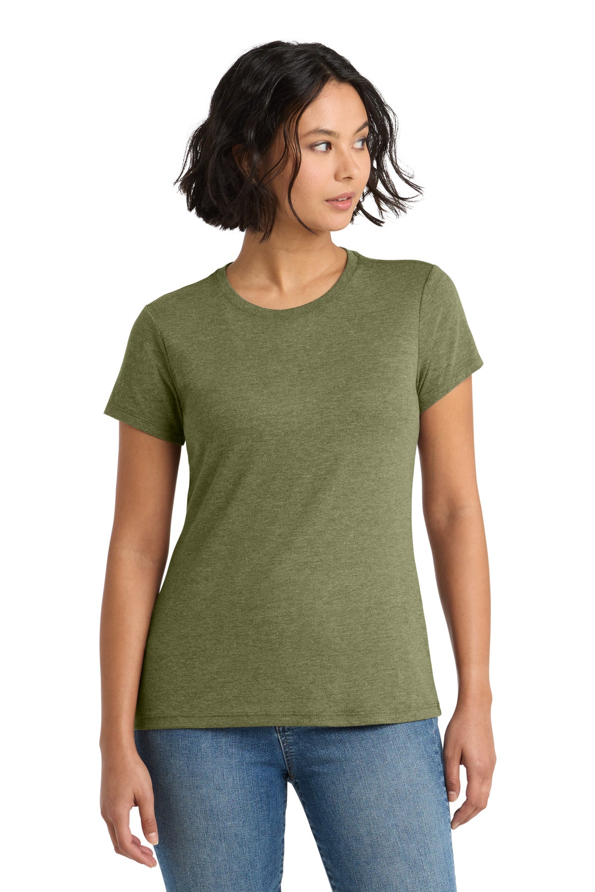 Custom Military Green Frost Women's Perfect Tri Tee DM130L, personalized by SanCanDo Swag in Argyle, TX