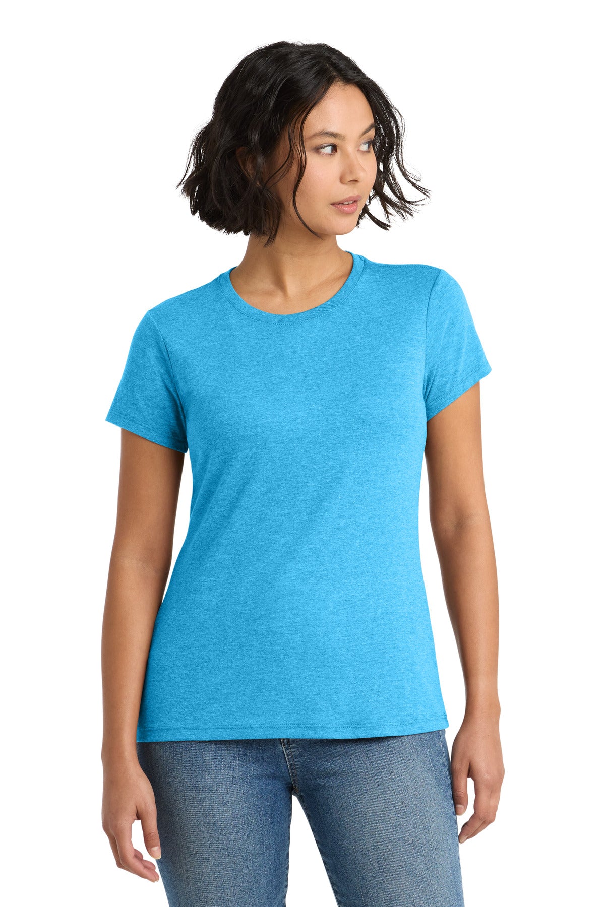 Custom Turquoise Frost Women's Perfect Tri Tee DM130L, personalized by SanCanDo Swag in Argyle, TX