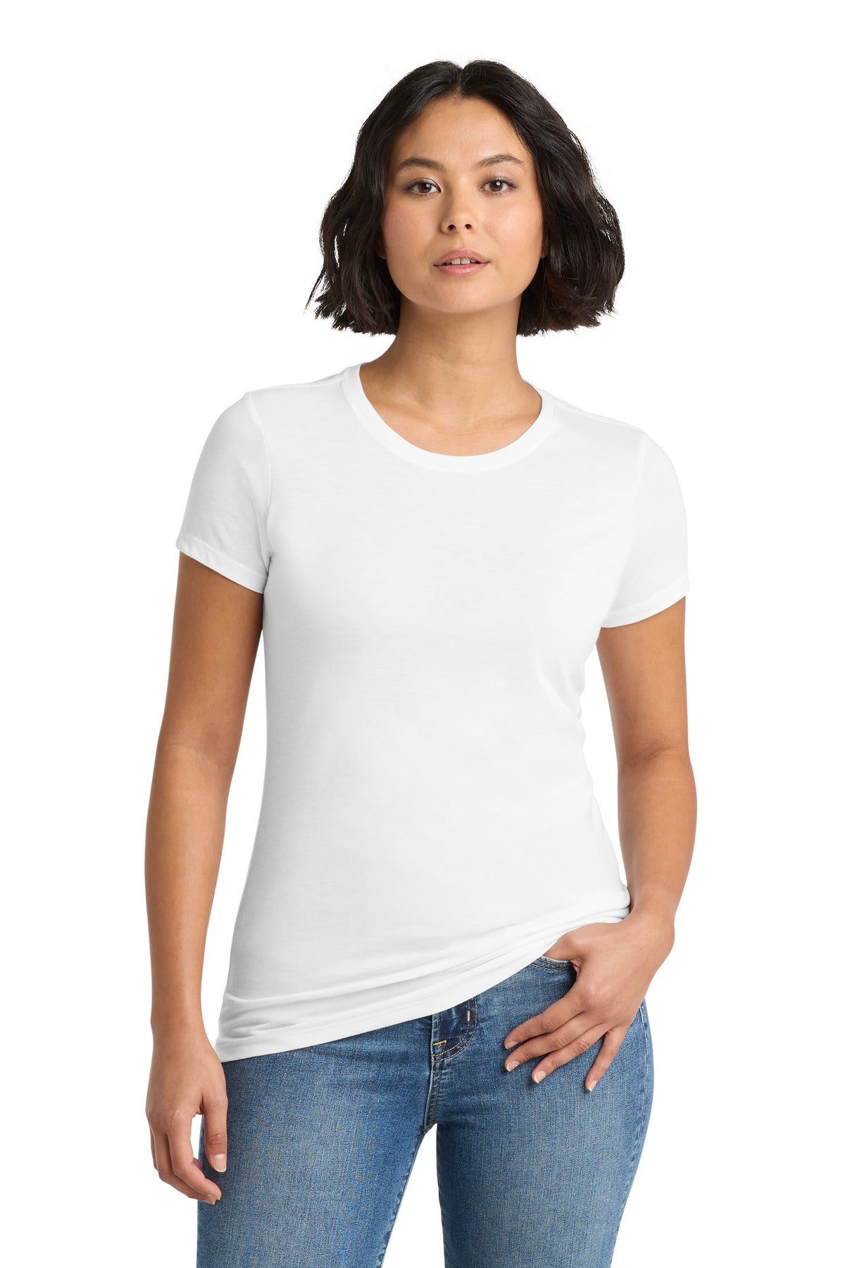 Custom White Women's Perfect Tri Tee DM130L, personalized by SanCanDo Swag in Argyle, TX
