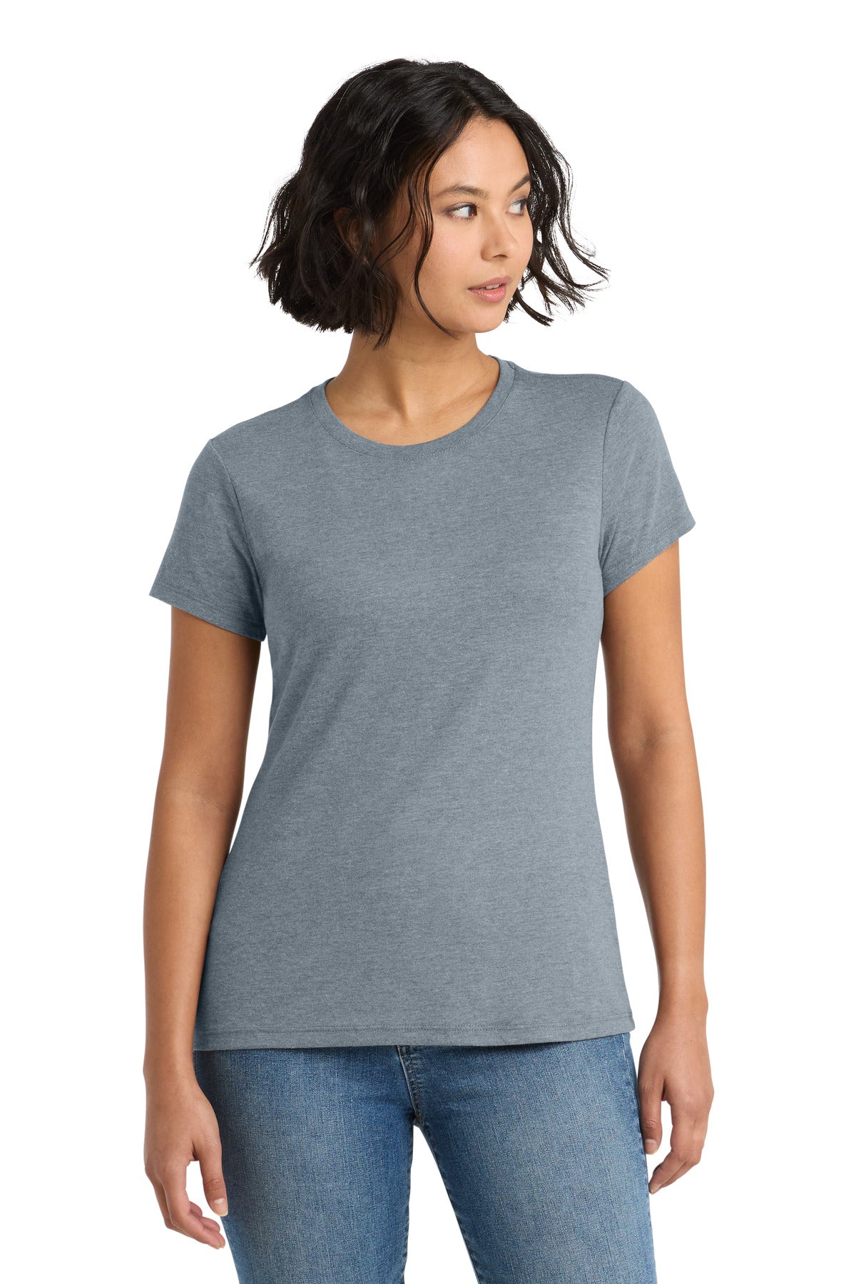 Custom Flint Blue Heather Women's Perfect Tri Tee DM130L, personalized by SanCanDo Swag in Argyle, TX