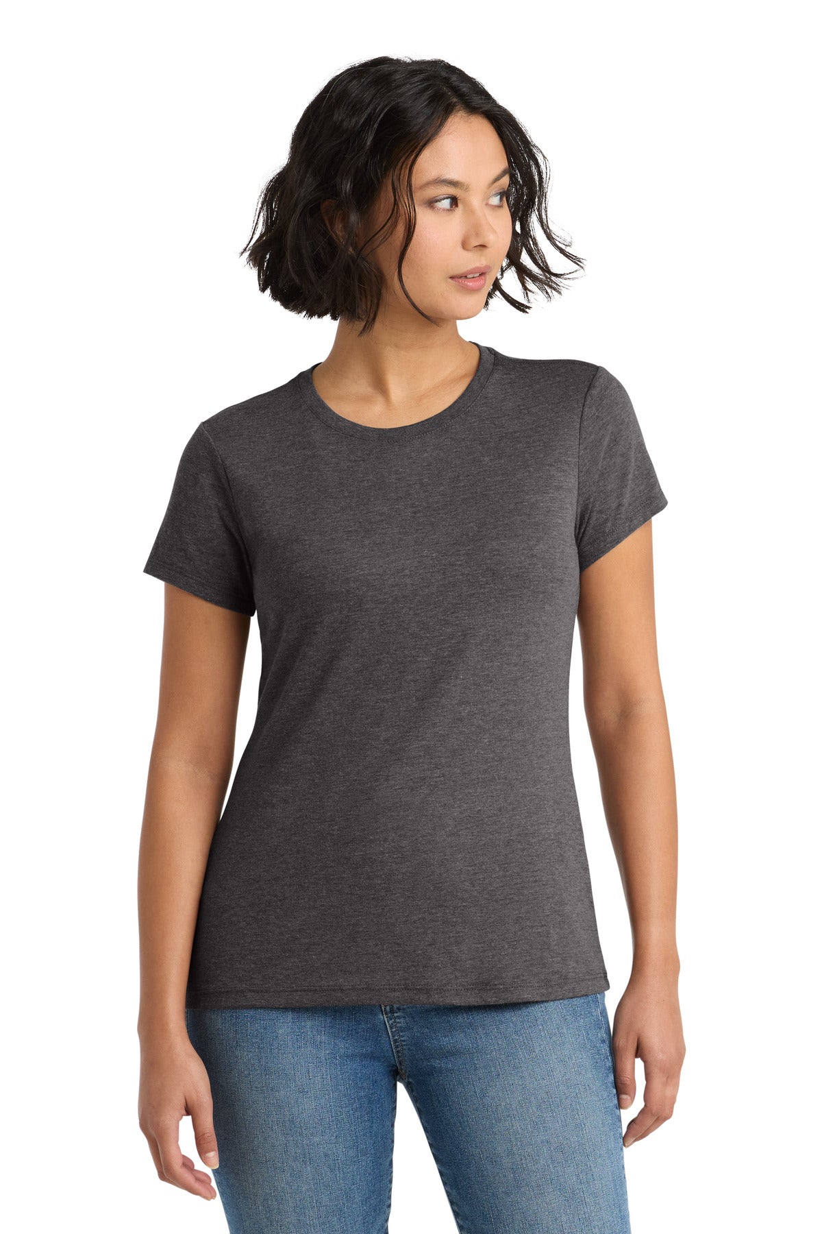 Custom Heathered Charcoal Women's Perfect Tri Tee DM130L, personalized by SanCanDo Swag in Argyle, TX