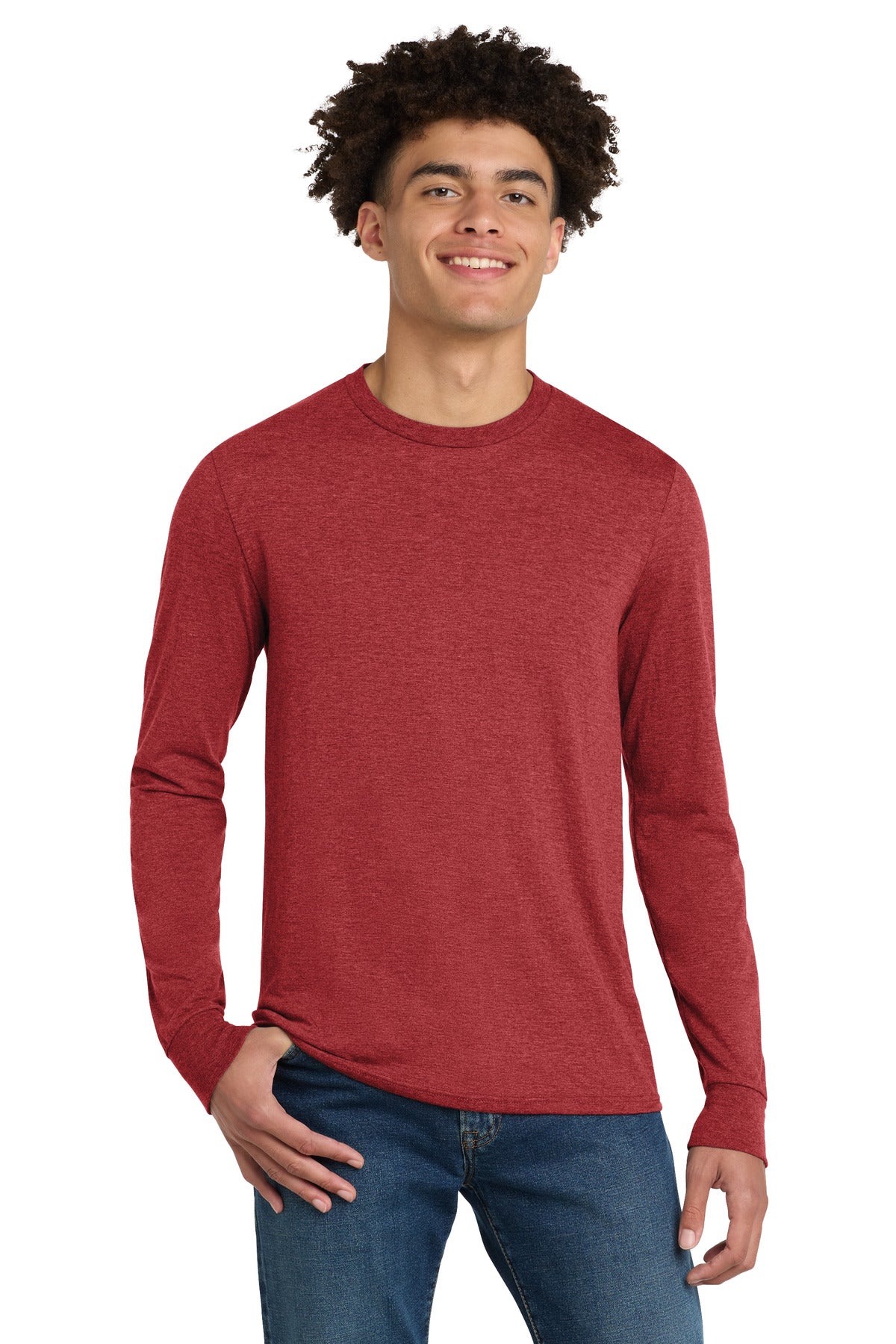 Custom Red Frost Perfect Tri Long Sleeve Tee DM132, personalized by SanCanDo Swag in Argyle, TX