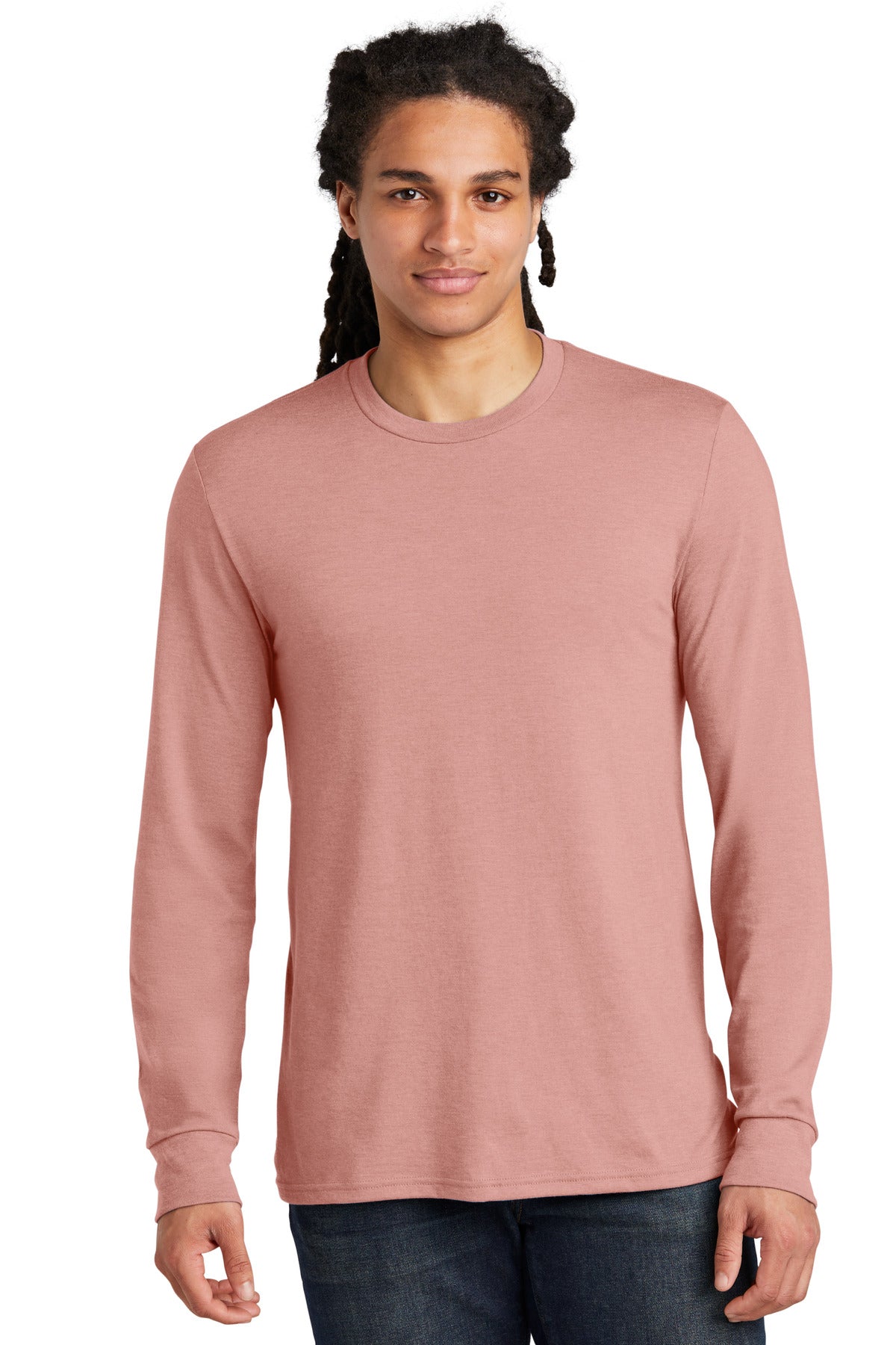 Custom Blush Frost Perfect Tri Long Sleeve Tee DM132, personalized by SanCanDo Swag in Argyle, TX