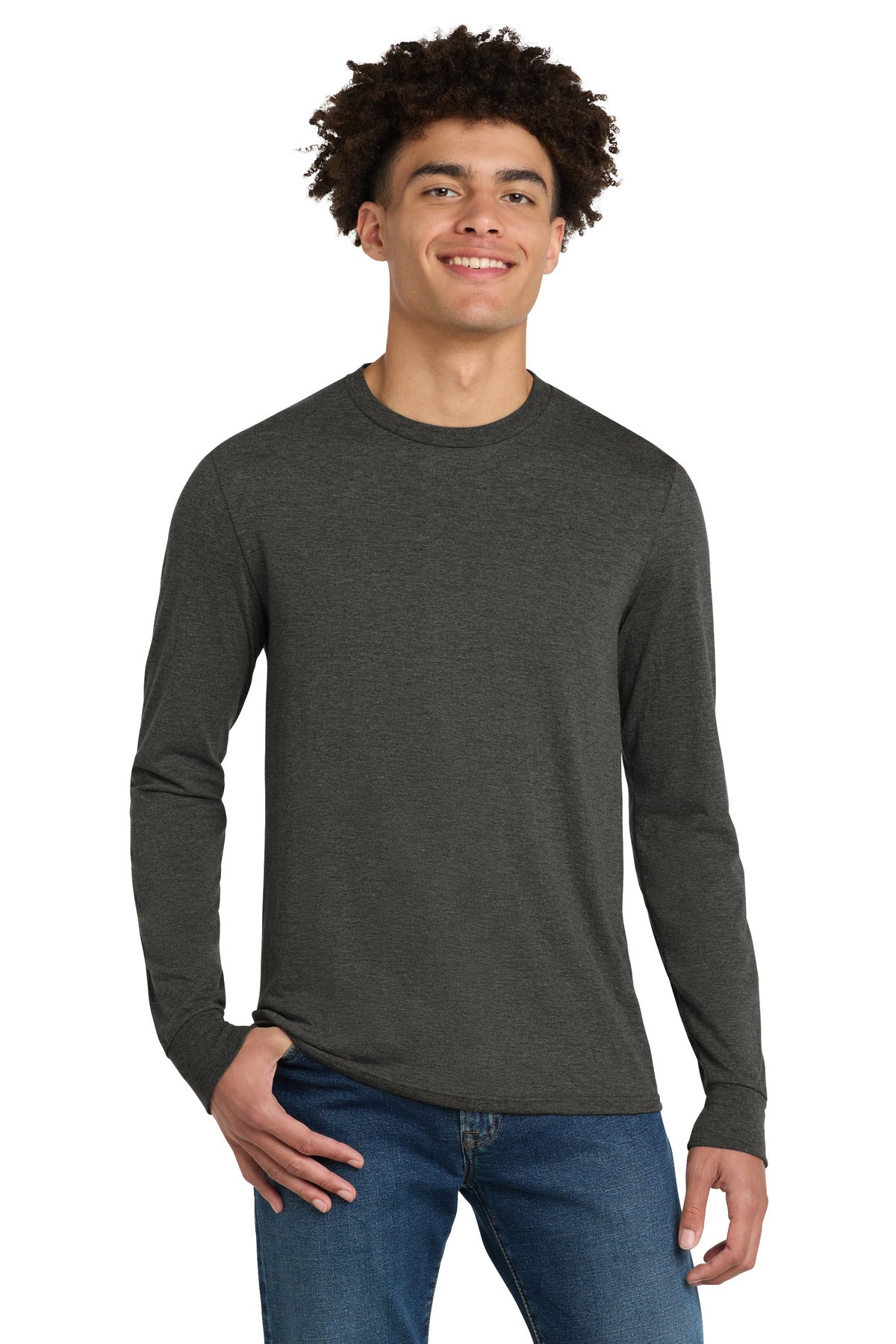 Custom Heathered Charcoal Perfect Tri Long Sleeve Tee DM132, personalized by SanCanDo Swag in Argyle, TX