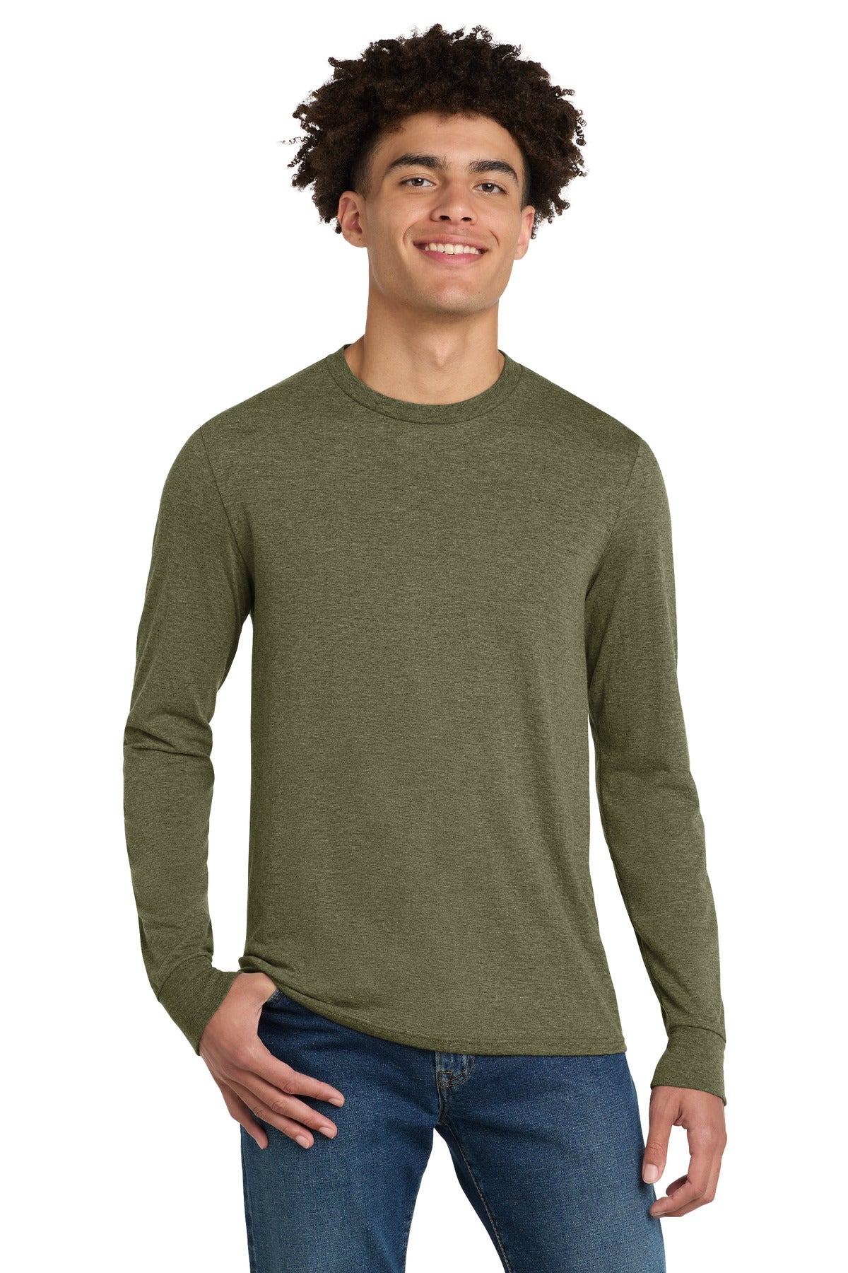 Custom Military Green Frost Perfect Tri Long Sleeve Tee DM132, personalized by SanCanDo Swag in Argyle, TX