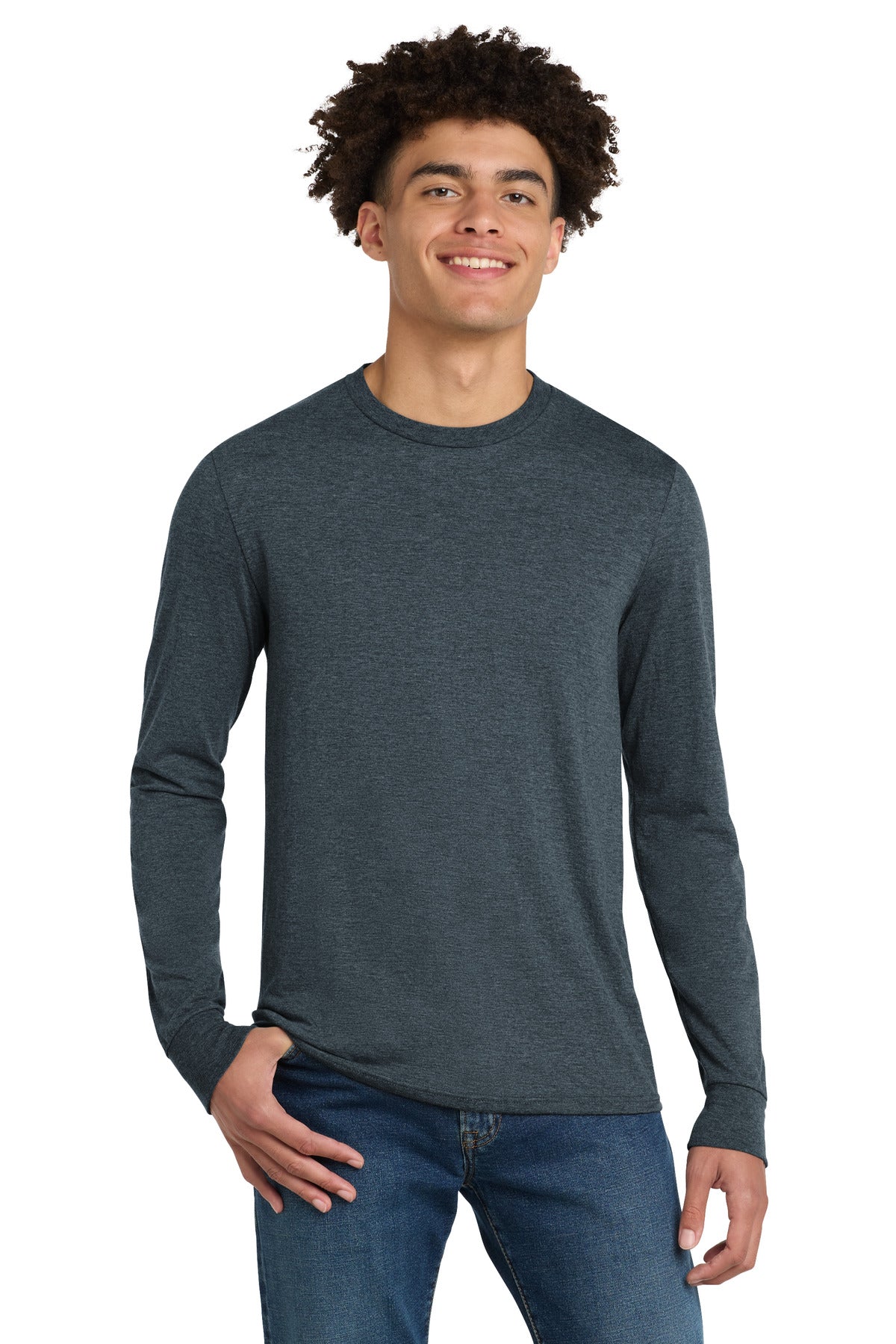 Custom Navy Frost Perfect Tri Long Sleeve Tee DM132, personalized by SanCanDo Swag in Argyle, TX