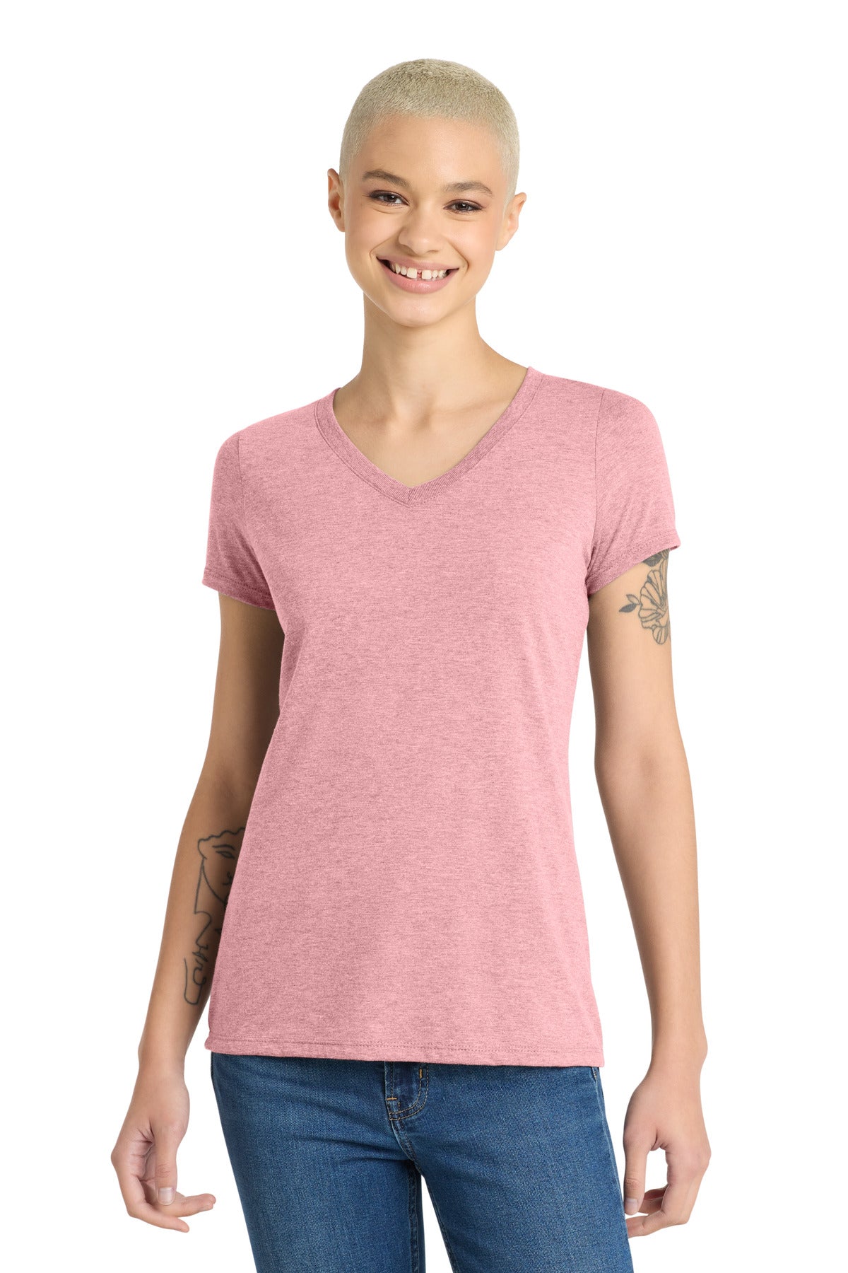 Custom Wisteria Heather Women's Perfect Tri V-Neck Tee DM1350L, personalized by SanCanDo Swag in Argyle, TX