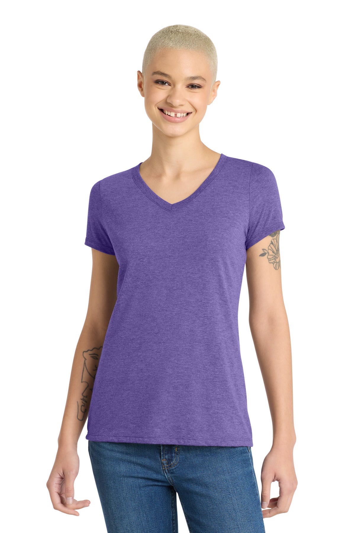 Custom Purple Frost Women's Perfect Tri V-Neck Tee DM1350L, personalized by SanCanDo Swag in Argyle, TX