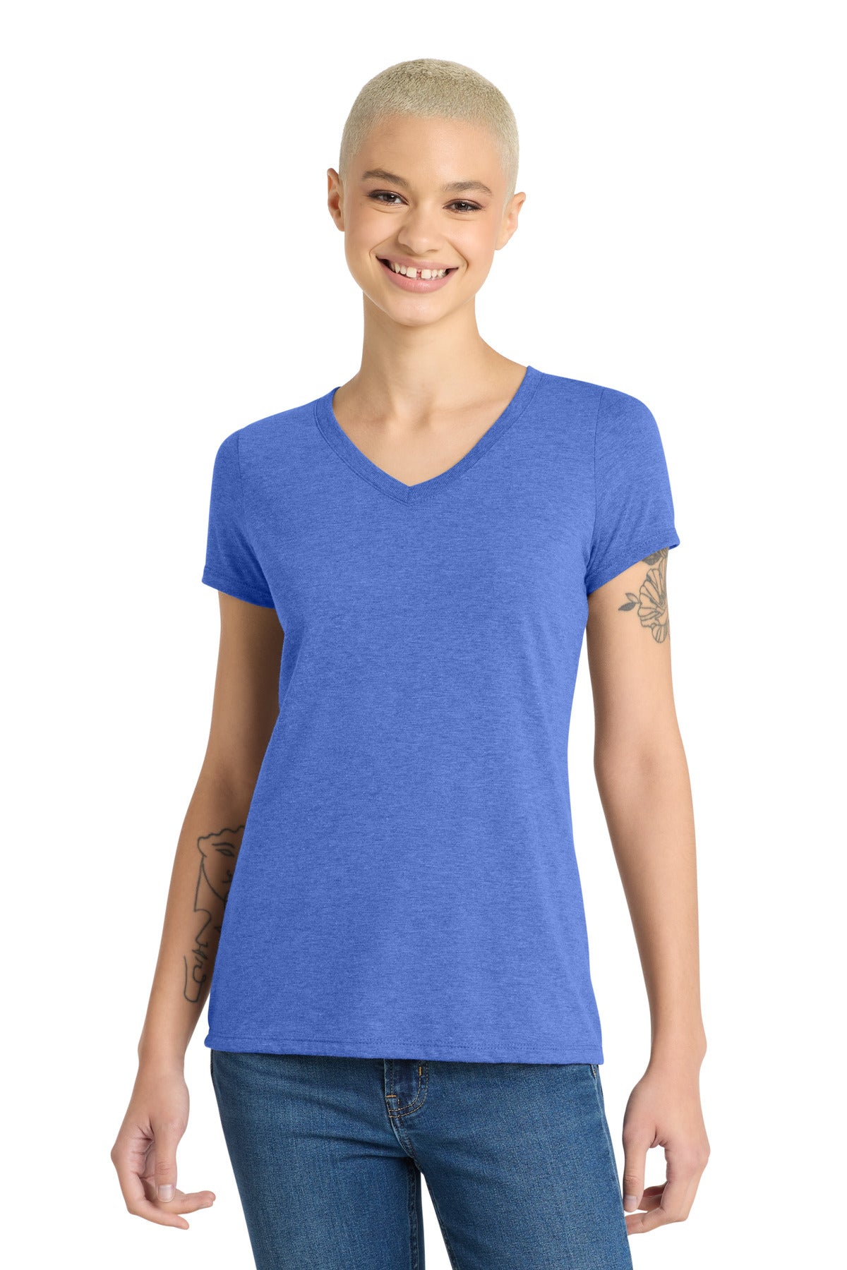 Custom Royal Frost Women's Perfect Tri V-Neck Tee DM1350L, personalized by SanCanDo Swag in Argyle, TX