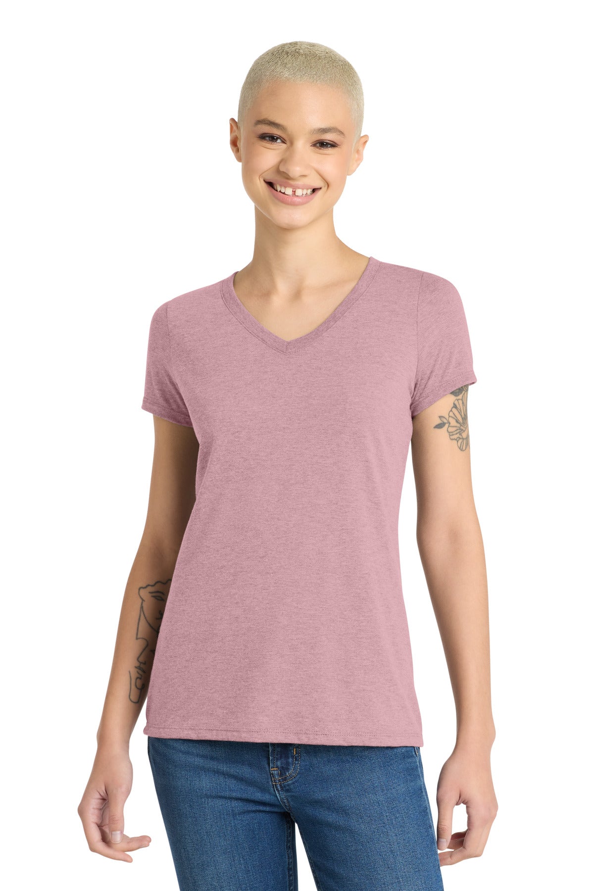 Custom Heathered Lavender Women's Perfect Tri V-Neck Tee DM1350L, personalized by SanCanDo Swag in Argyle, TX