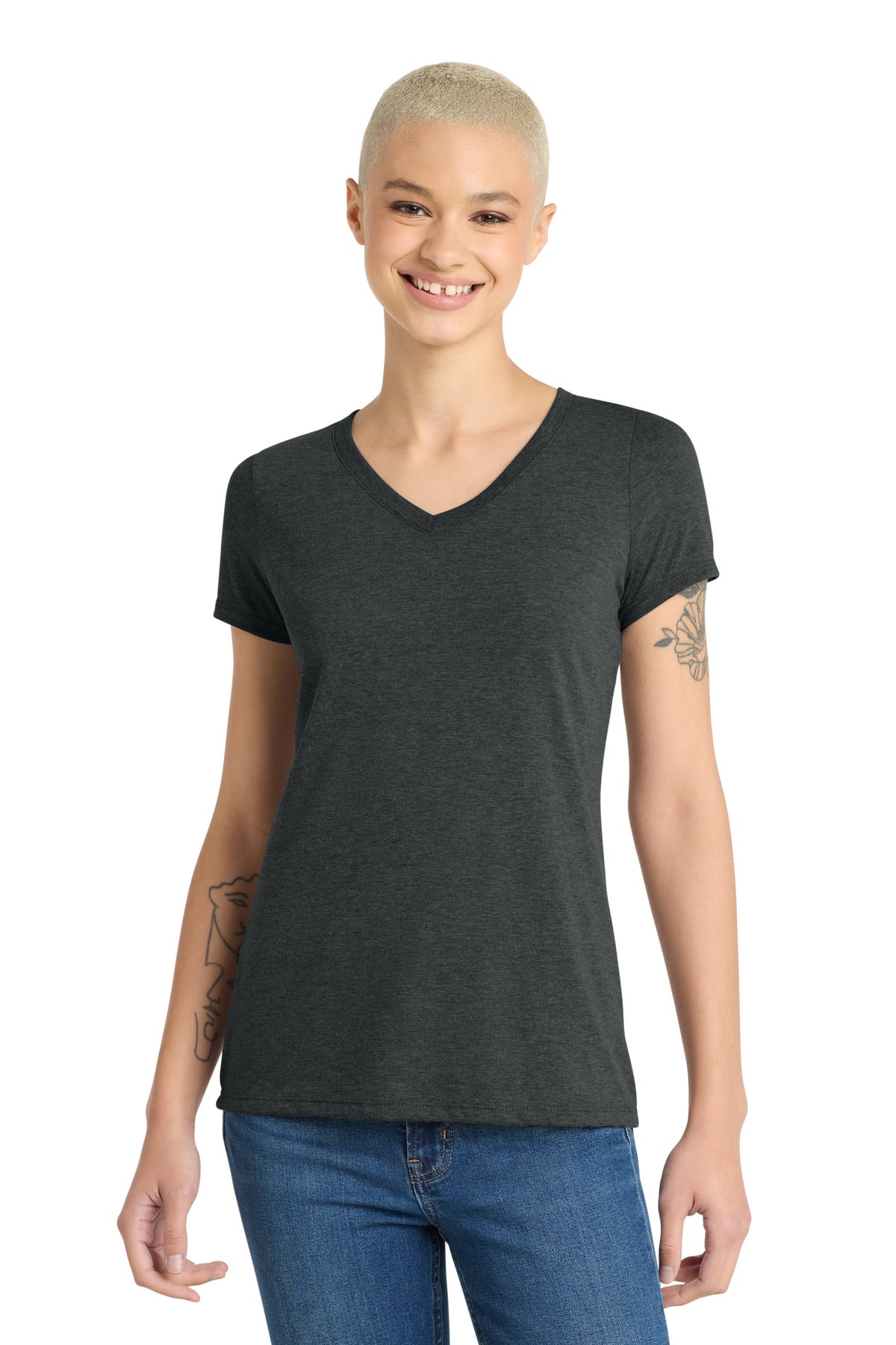 Custom Black Frost Women's Perfect Tri V-Neck Tee DM1350L, personalized by SanCanDo Swag in Argyle, TX