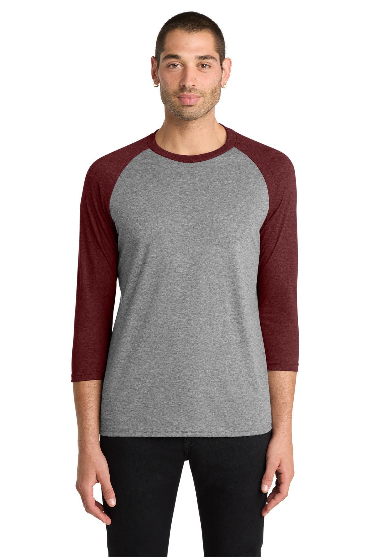 Custom Maroon Frost/ Grey Frost Perfect Tri 3/4-Sleeve Raglan DM136, personalized by SanCanDo Swag in Argyle, TX