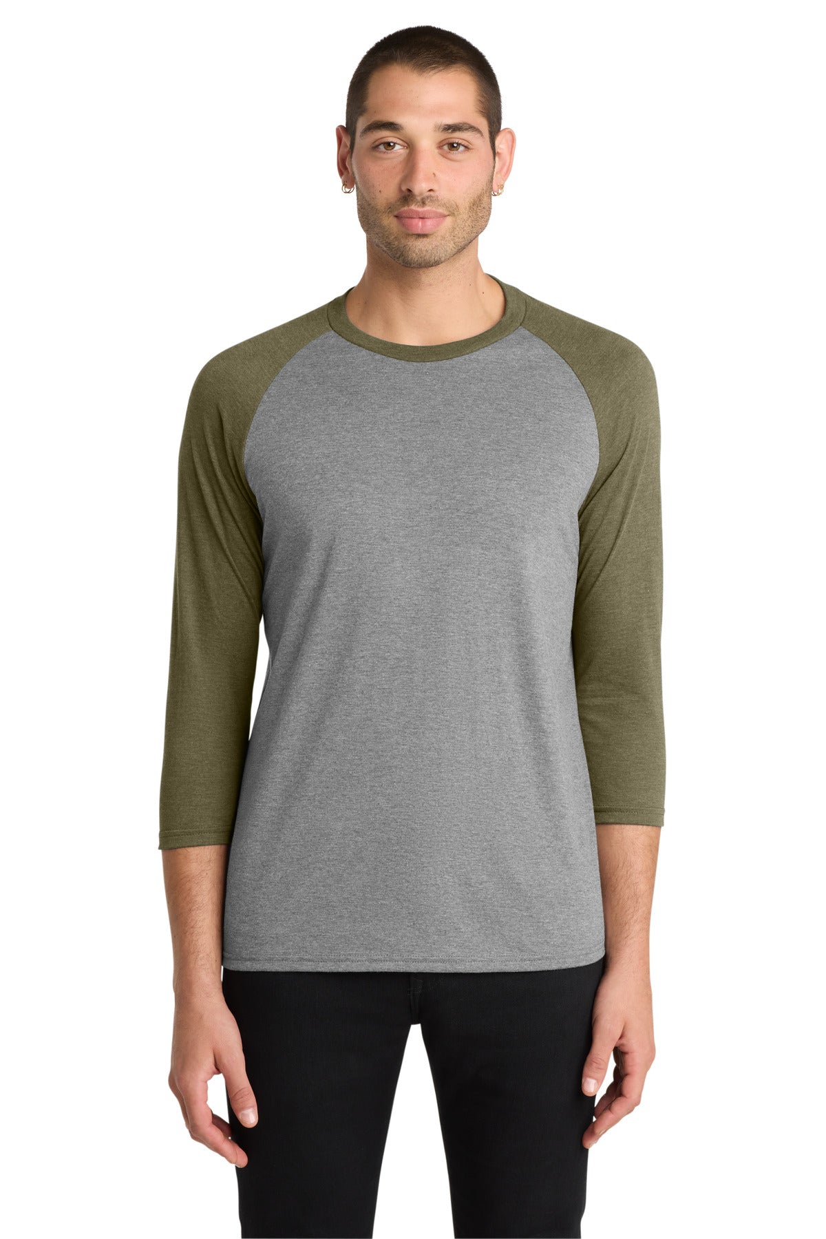 Custom Military Green Frost/ Grey Frost Perfect Tri 3/4-Sleeve Raglan DM136, personalized by SanCanDo Swag in Argyle, TX