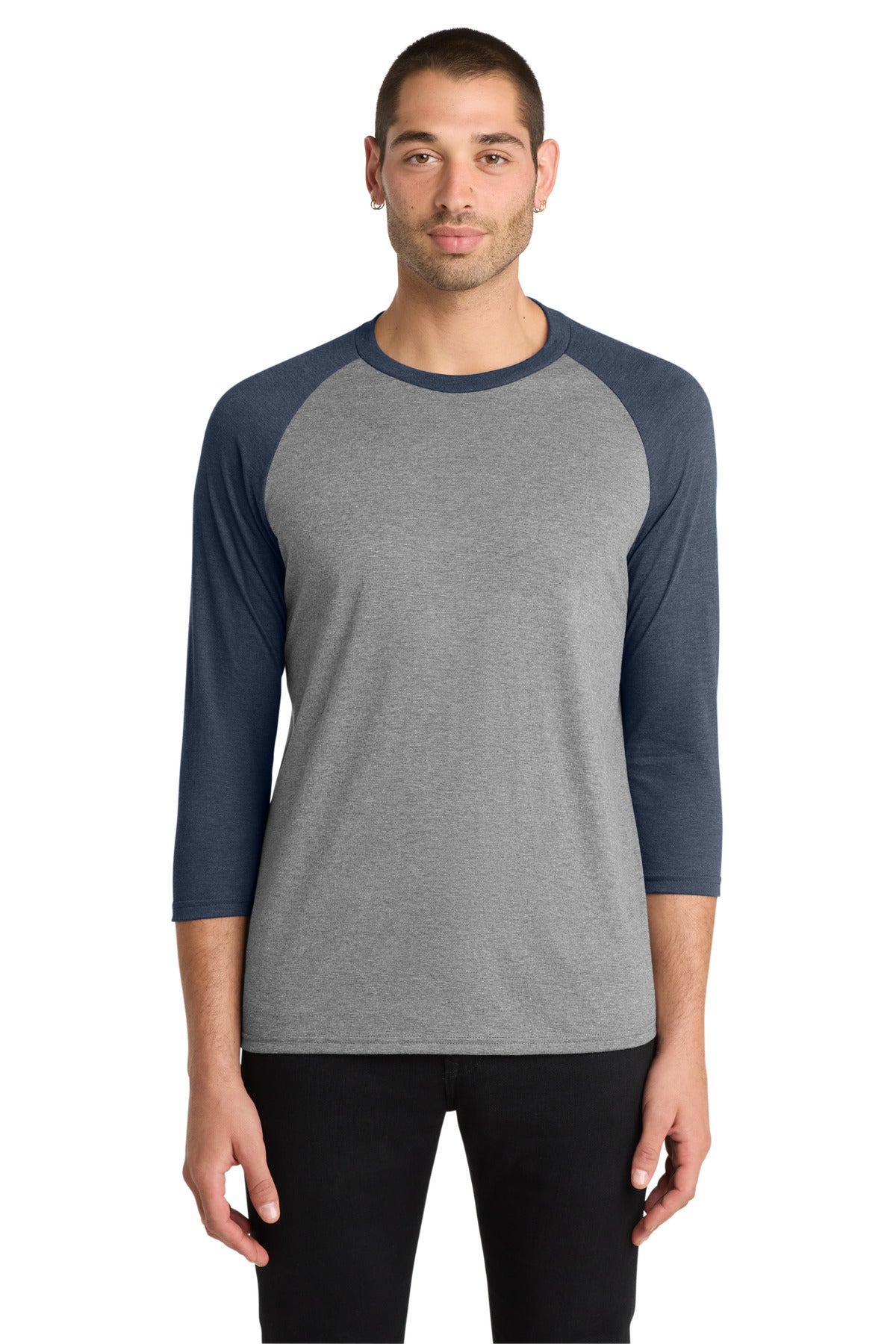 Custom Navy Frost/ Grey Frost Perfect Tri 3/4-Sleeve Raglan DM136, personalized by SanCanDo Swag in Argyle, TX