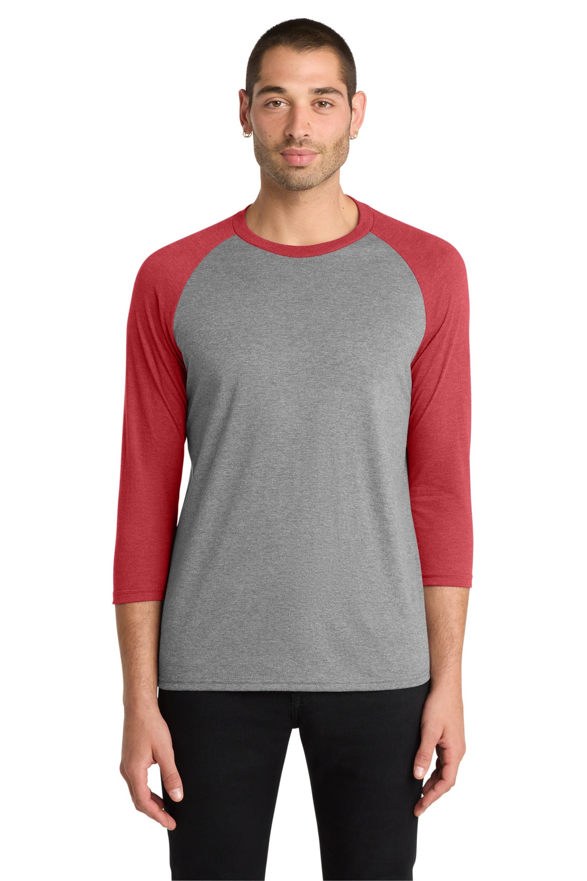 Custom Red Frost/ Grey Frost Perfect Tri 3/4-Sleeve Raglan DM136, personalized by SanCanDo Swag in Argyle, TX