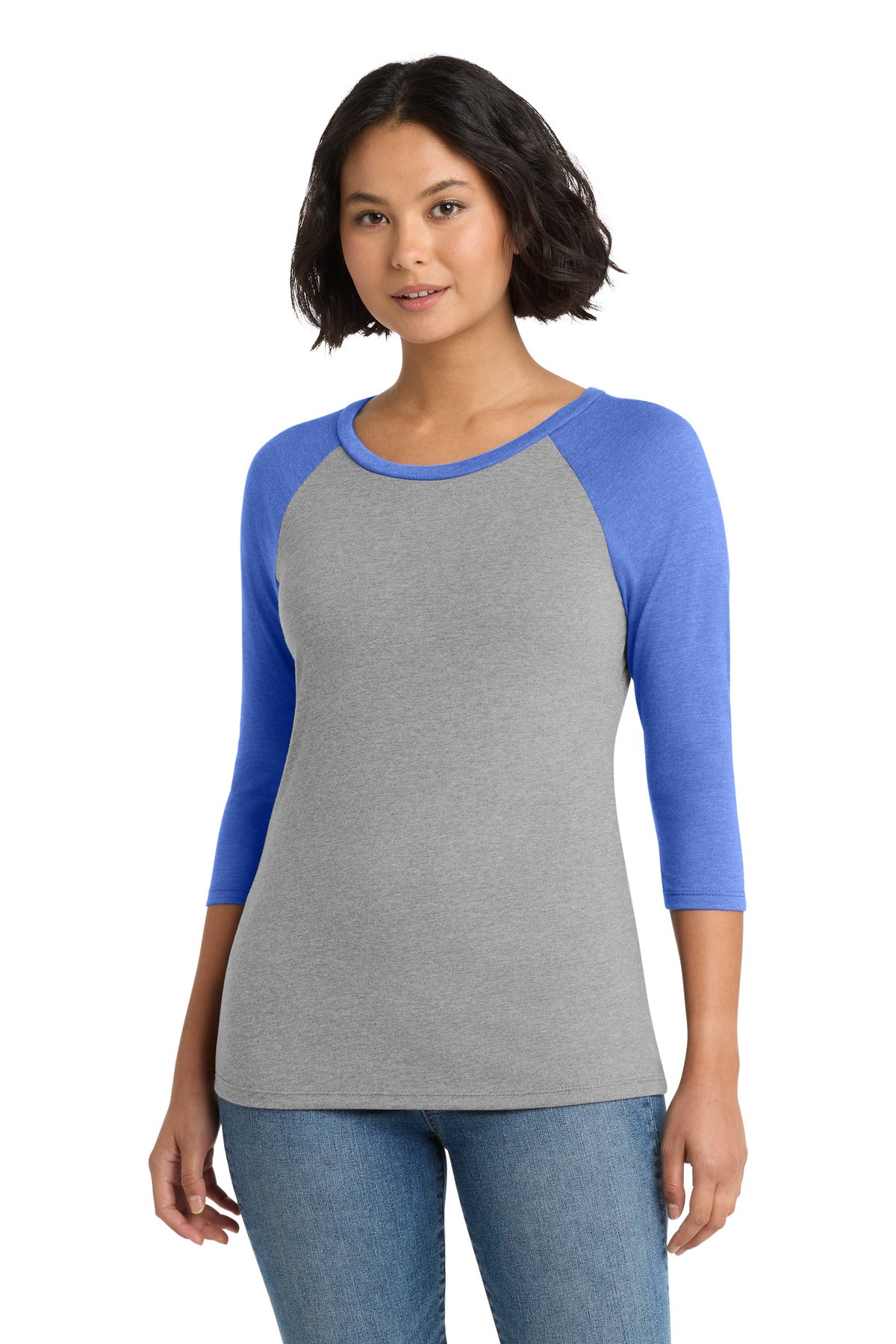 Custom Royal Frost/ Grey Frost Women's Perfect Tri 3/4-Sleeve Raglan DM136L, personalized by SanCanDo Swag in Argyle, TX