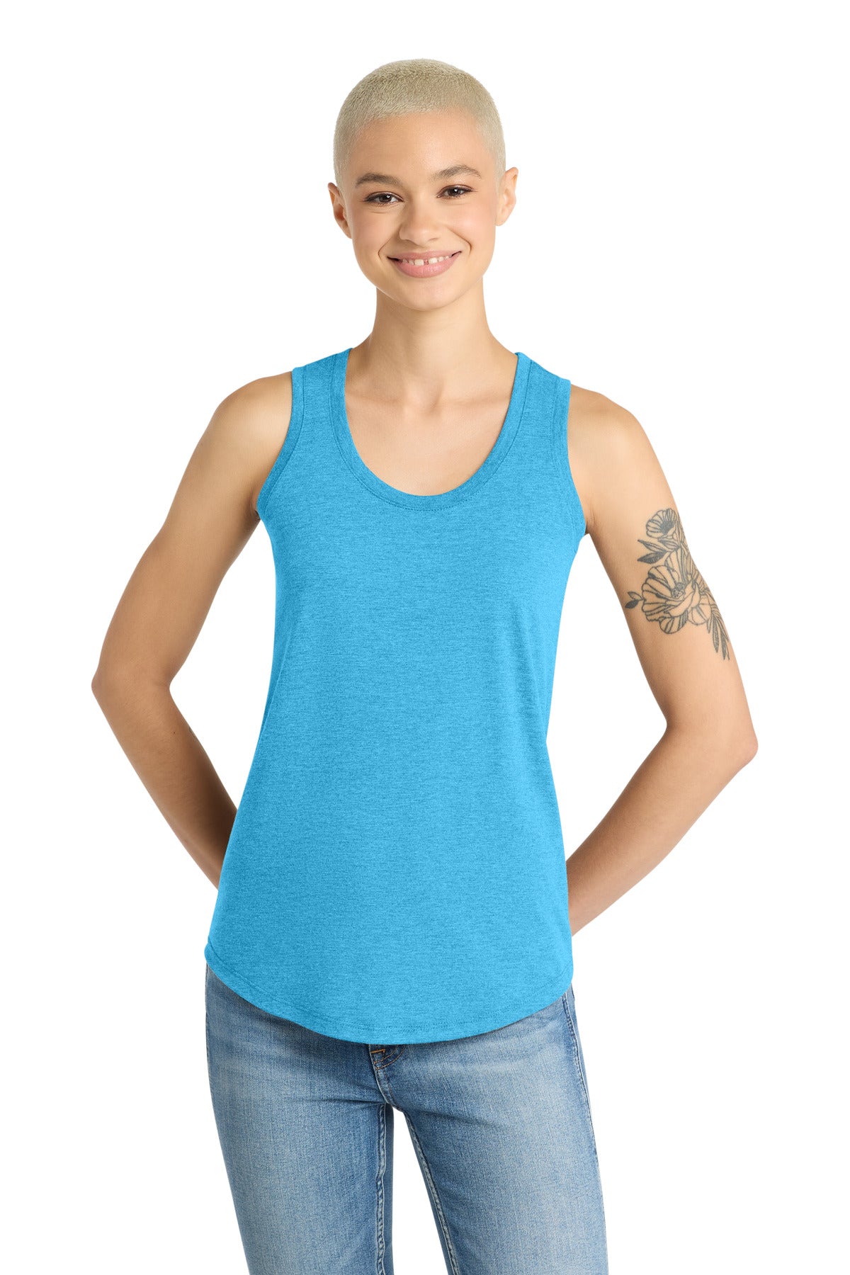 Custom Turquoise Frost Women's Perfect Tri Racerback Tank DM138L, personalized by SanCanDo Swag in Argyle, TX