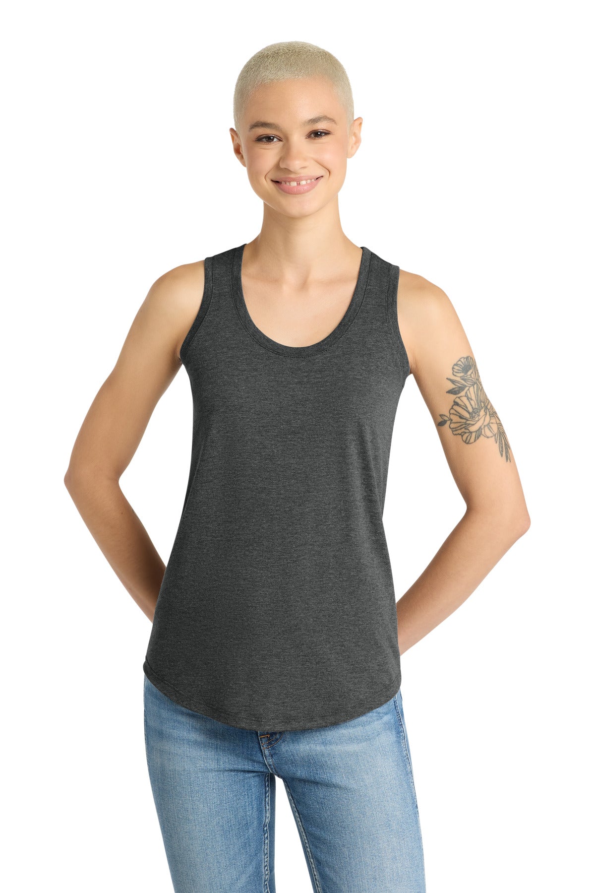 Custom Black Frost Women's Perfect Tri Racerback Tank DM138L, personalized by SanCanDo Swag in Argyle, TX