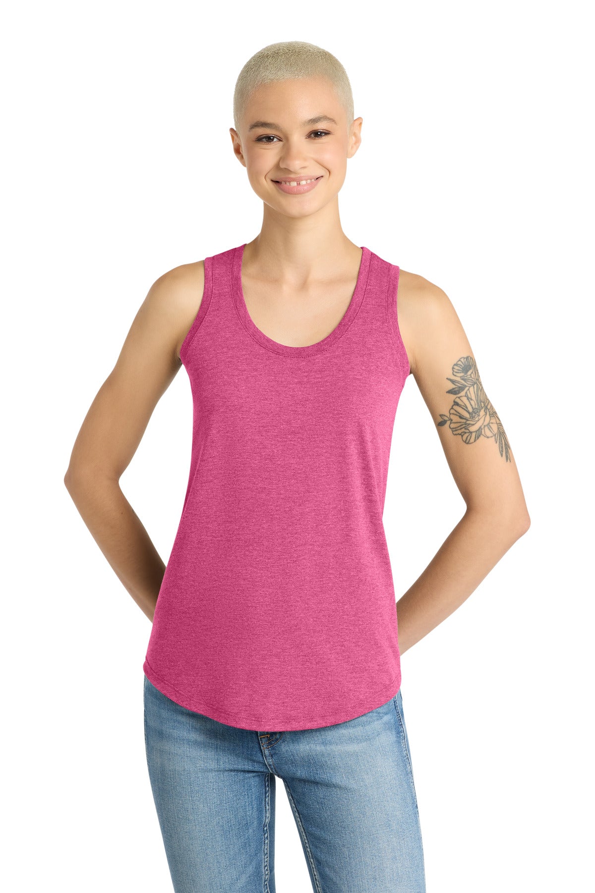 Custom Fuchsia Frost Women's Perfect Tri Racerback Tank DM138L, personalized by SanCanDo Swag in Argyle, TX